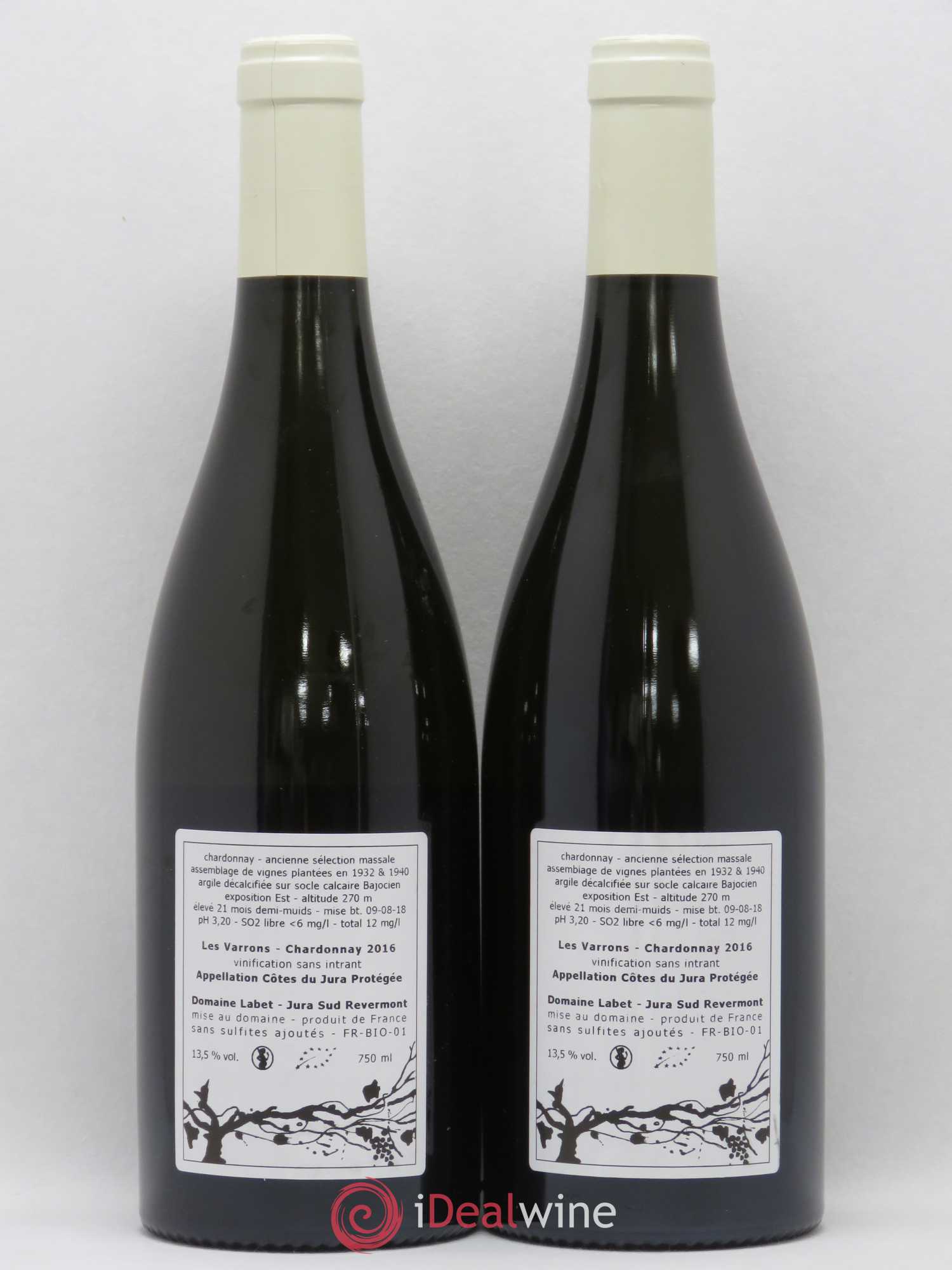 Côtes du Jura Chardonnay Les Varrons Romain - Julien  - Charline Labet 2016 - Lot de 2 bouteilles - 1