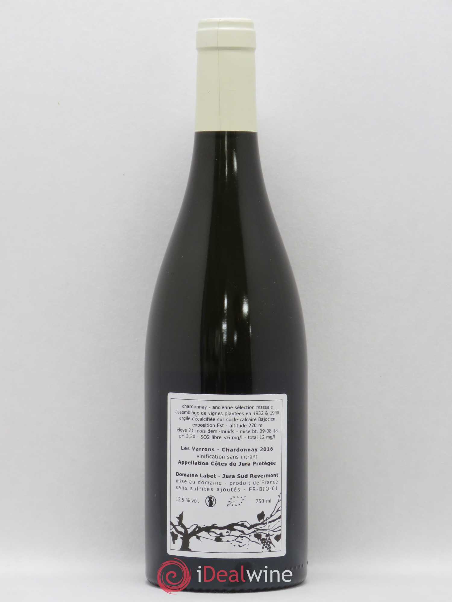 Côtes du Jura Chardonnay Les Varrons Romain - Julien - Charline Labet 2016 - Lot de 1 bouteille - 1