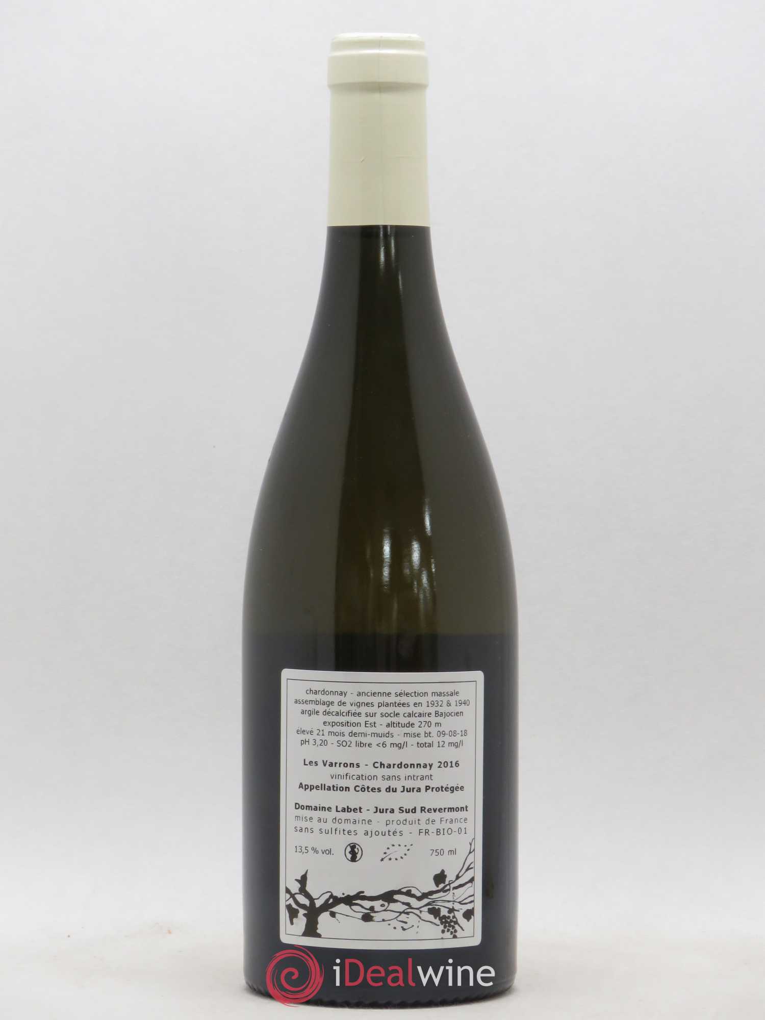 Côtes du Jura Chardonnay Les Varrons Romain - Julien - Charline Labet 2016 - Lot de 1 bouteille - 1
