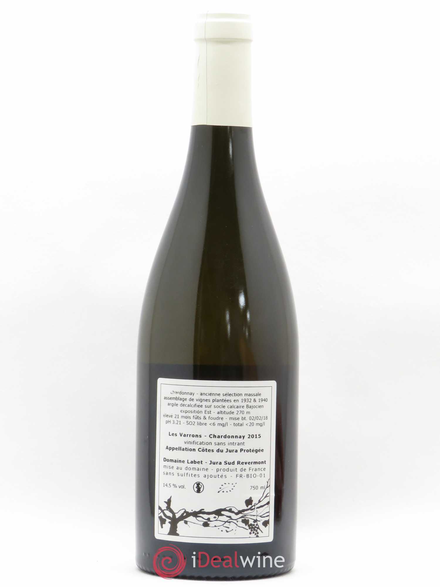Côtes du Jura Chardonnay Les Varrons Romain - Julien - Charline Labet sélections massales 2015 - Lot de 1 bouteille - 1