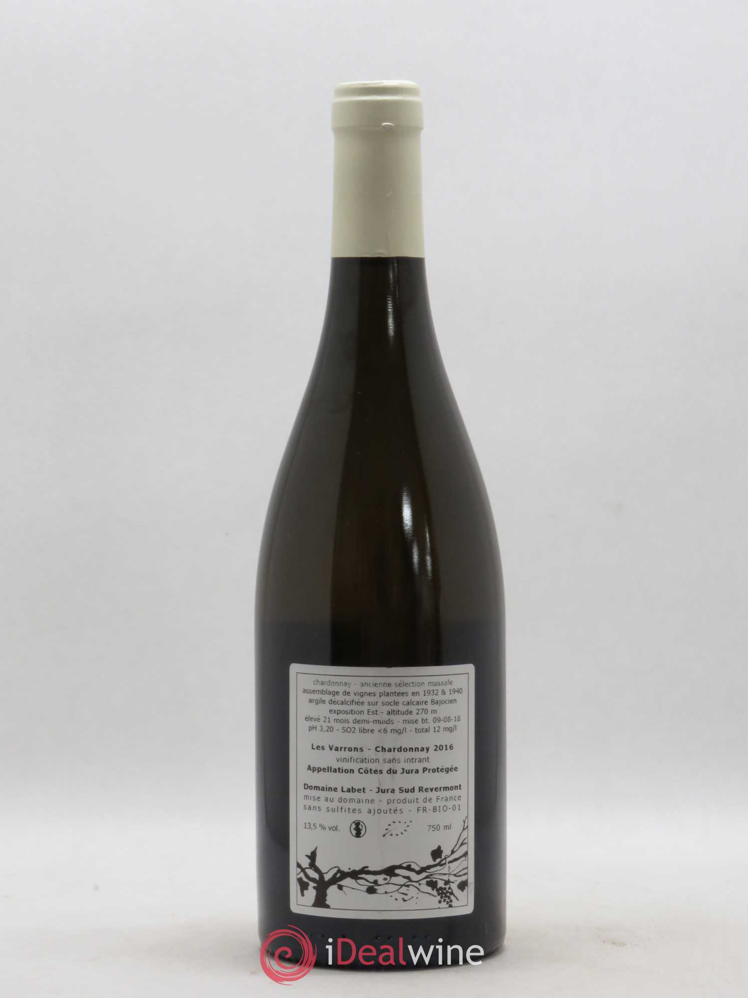 Côtes du Jura Chardonnay Les Varrons Romain - Julien - Charline Labet 2016 - Lot de 1 bouteille - 1