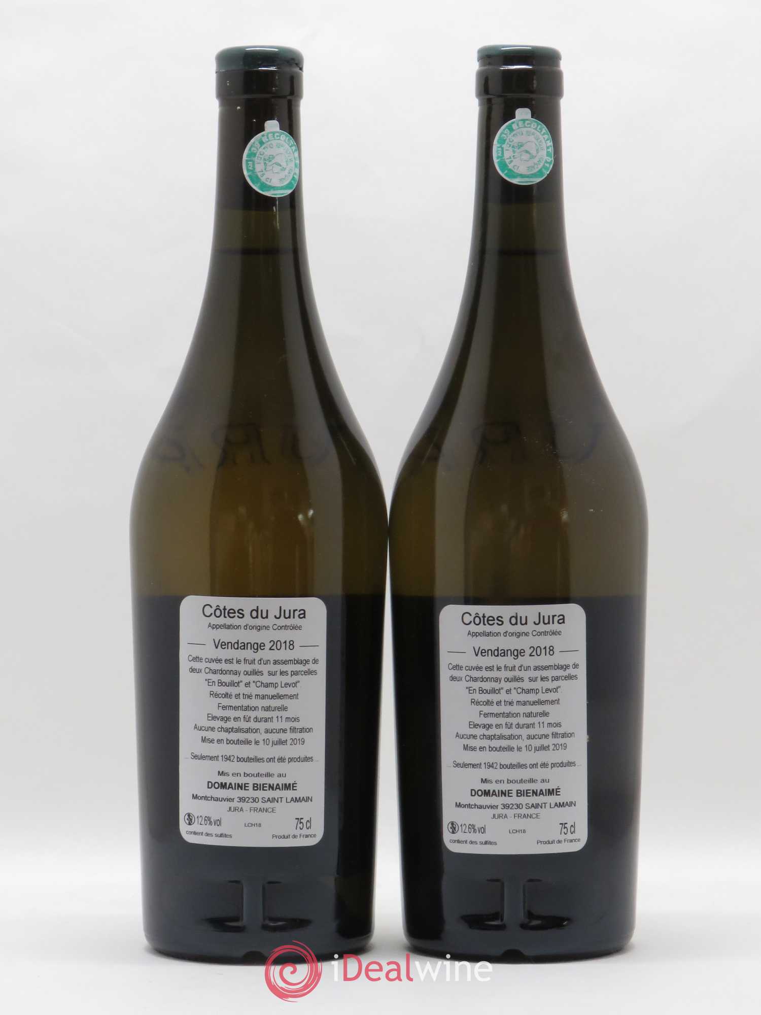 Côtes du Jura Chardonnay Bruno Bienaimé 2018 - Lot de 2 bouteilles - 1