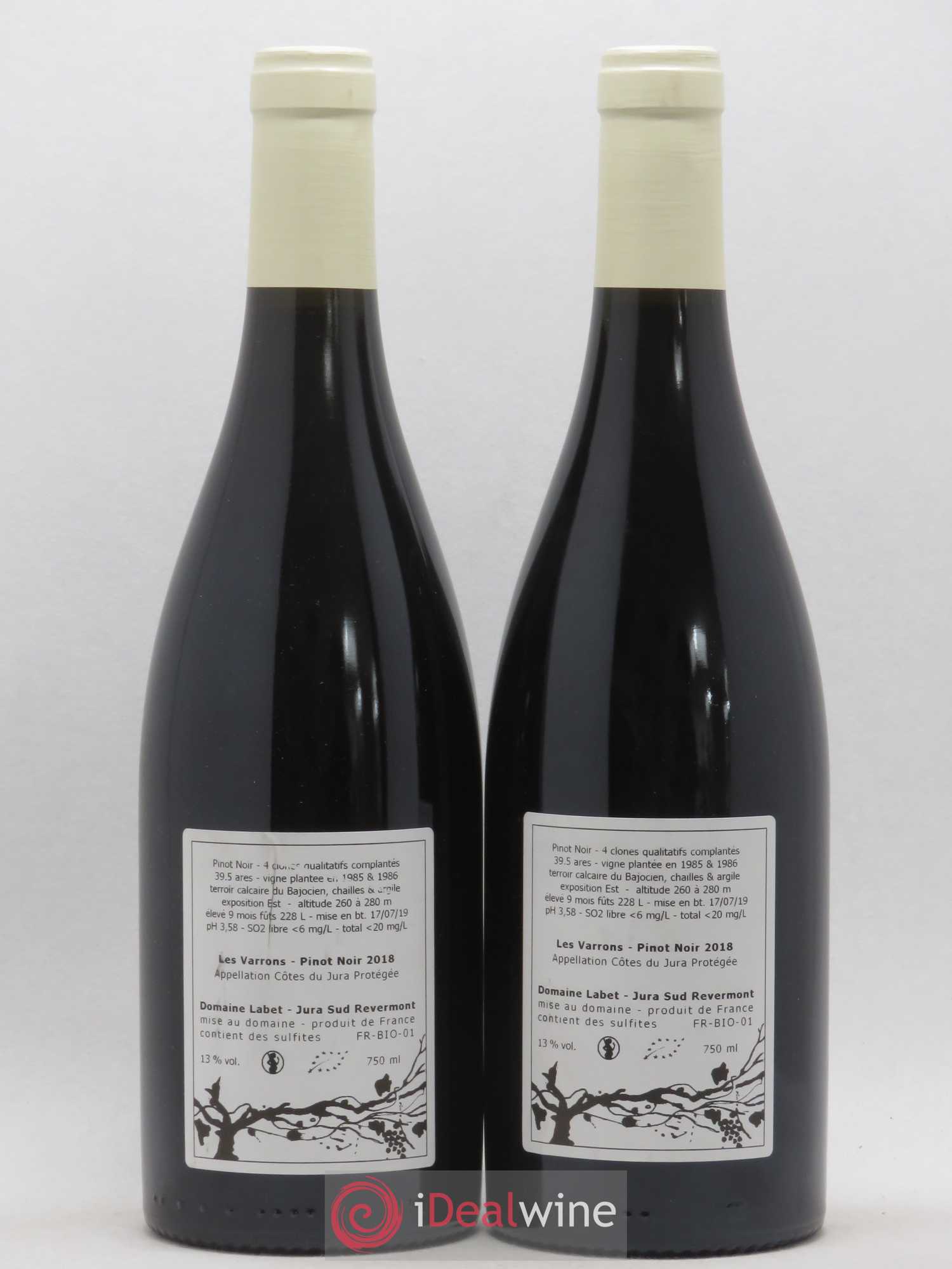 Côtes du Jura Pinot Noir Les Varrons Sélection Massale Romain - Julien - Charline Labet 2018 - Lot de 2 bouteilles - 1