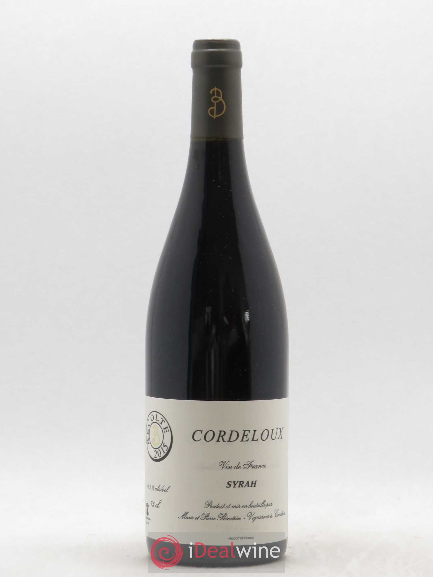 Vin de France Syrah Cordeloux Marie et Pierre Bénetière (Domaine) 2015 - Lot de 1 bouteille - 0