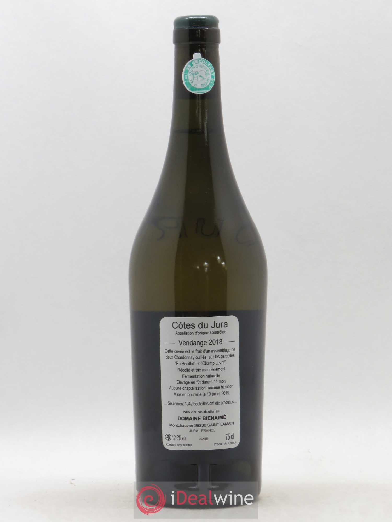 Côtes du Jura Chardonnay Bruno Bienaimé 2018 - Lot de 1 bouteille - 1