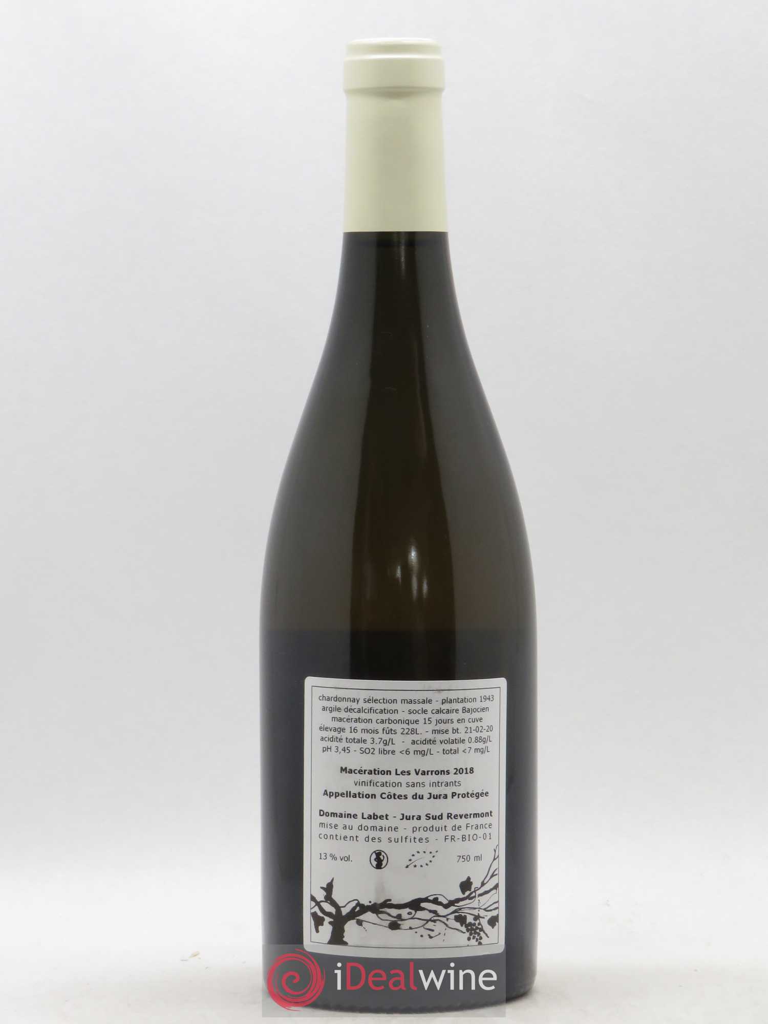 Côtes du Jura Chardonnay Les Varrons Romain - Julien - Charline Labet 2018 - Lot de 1 bouteille - 1