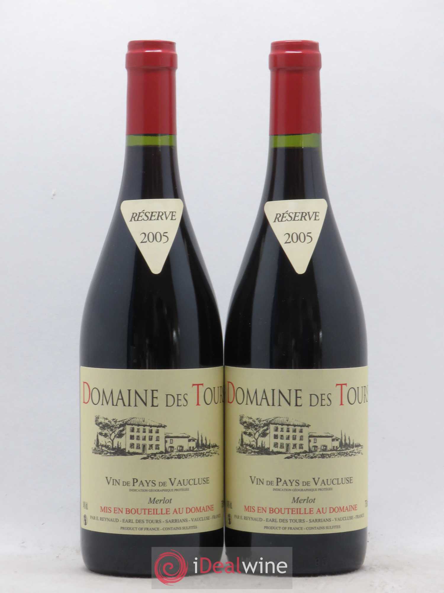 Vaucluse Domaine des Tours Merlot Emmanuel Reynaud 2005 - Lot de 2 bouteilles - 0