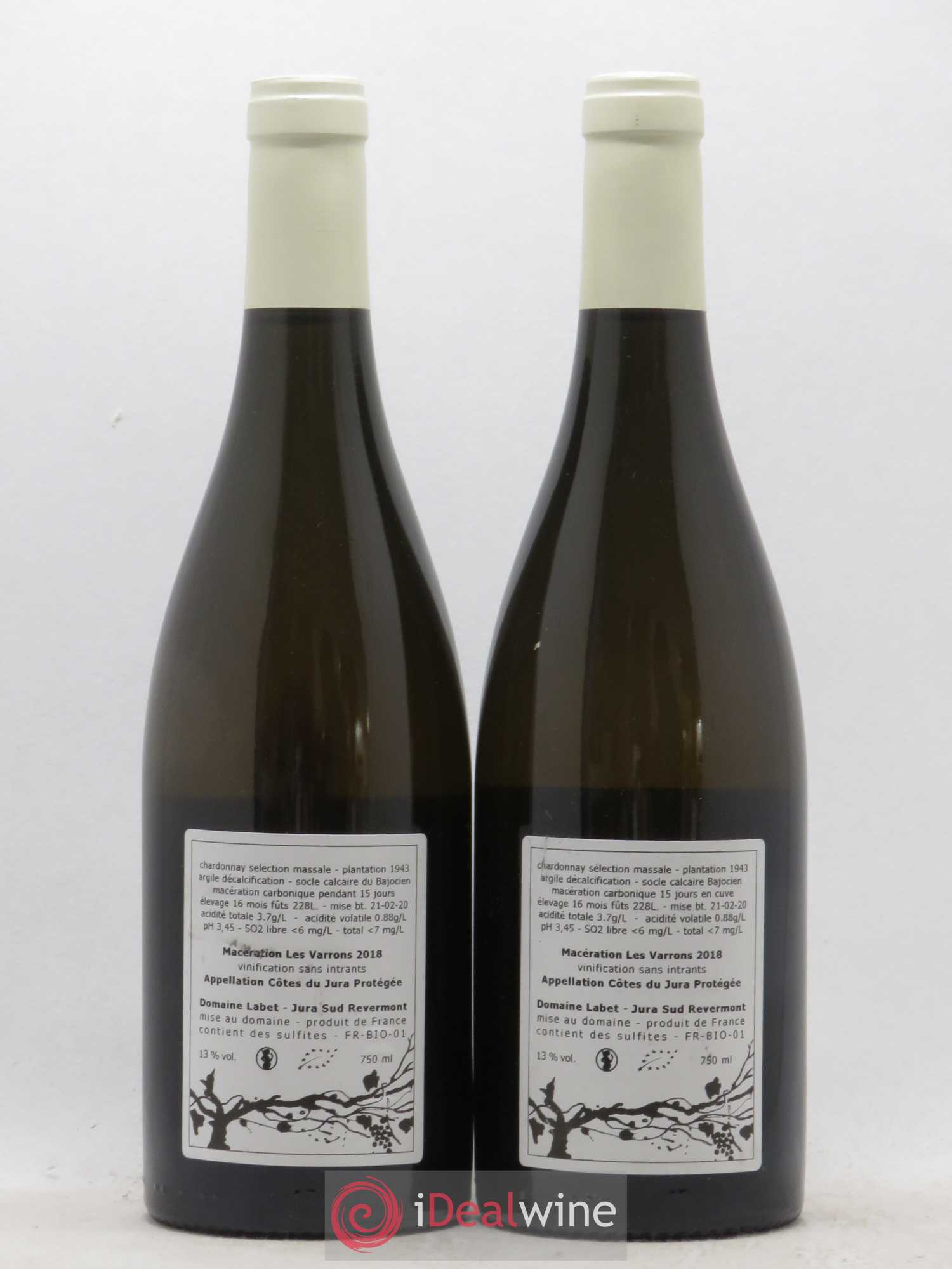 Côtes du Jura Les Varrons Chardonnay de macération Domaine Labet 2018 - Posten von 2 Flaschen - 1