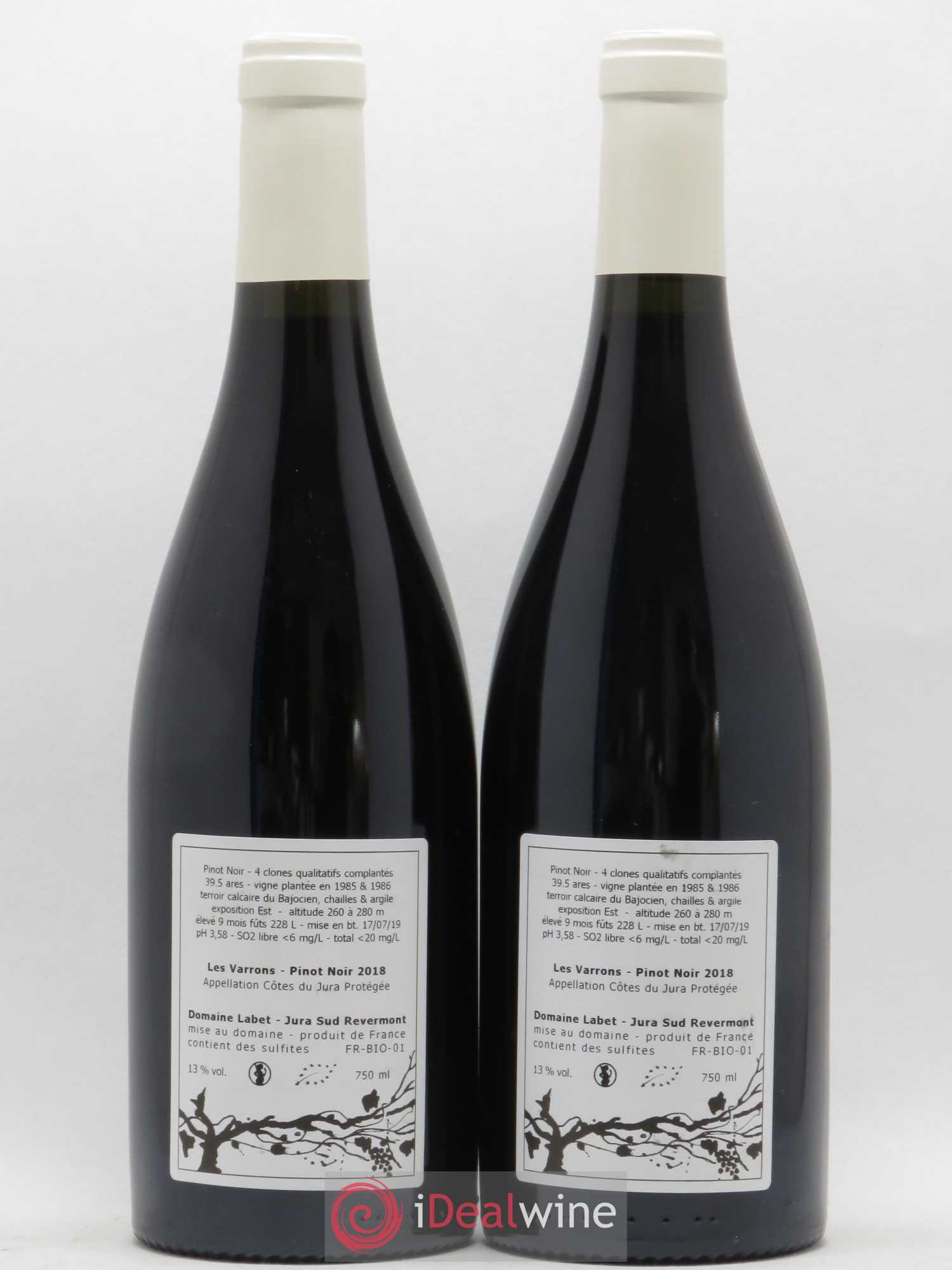 Côtes du Jura Pinot Noir Les Varrons Sélection Massale Romain - Julien - Charline Labet 2018 - Lot de 2 bouteilles - 1