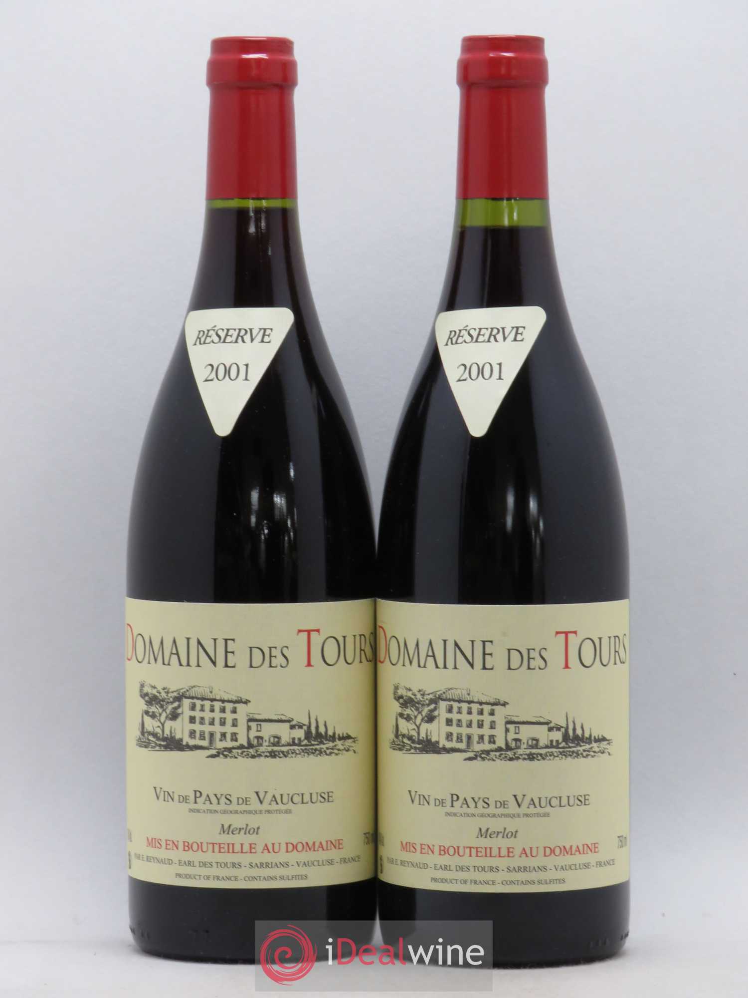Vaucluse Domaine des Tours Merlot Emmanuel Reynaud 2001 - Lot de 2 bouteilles - 0