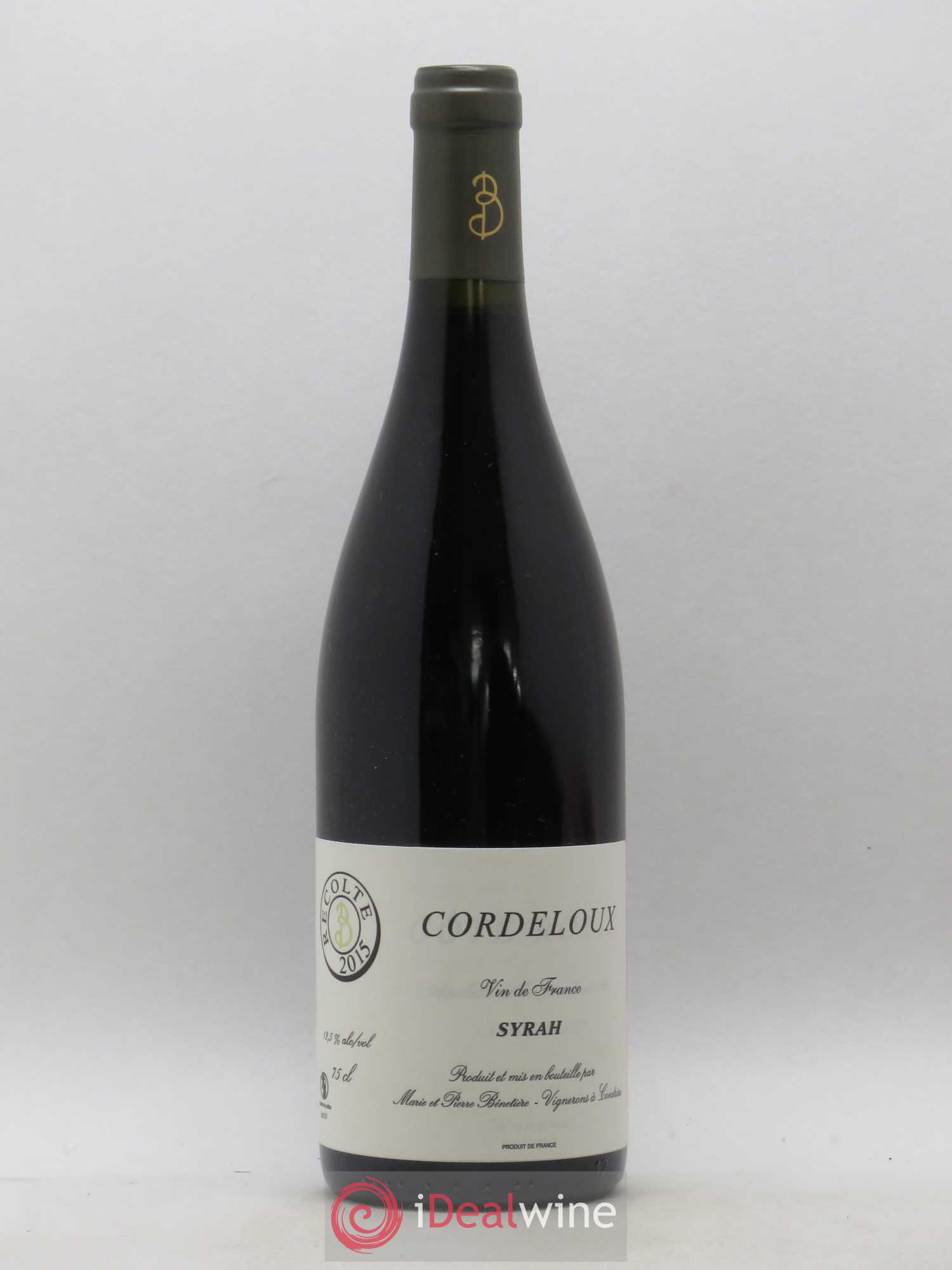 Vin de France Syrah Cordeloux Marie et Pierre Bénetière (Domaine) 2015 - Lot de 1 bouteille - 0