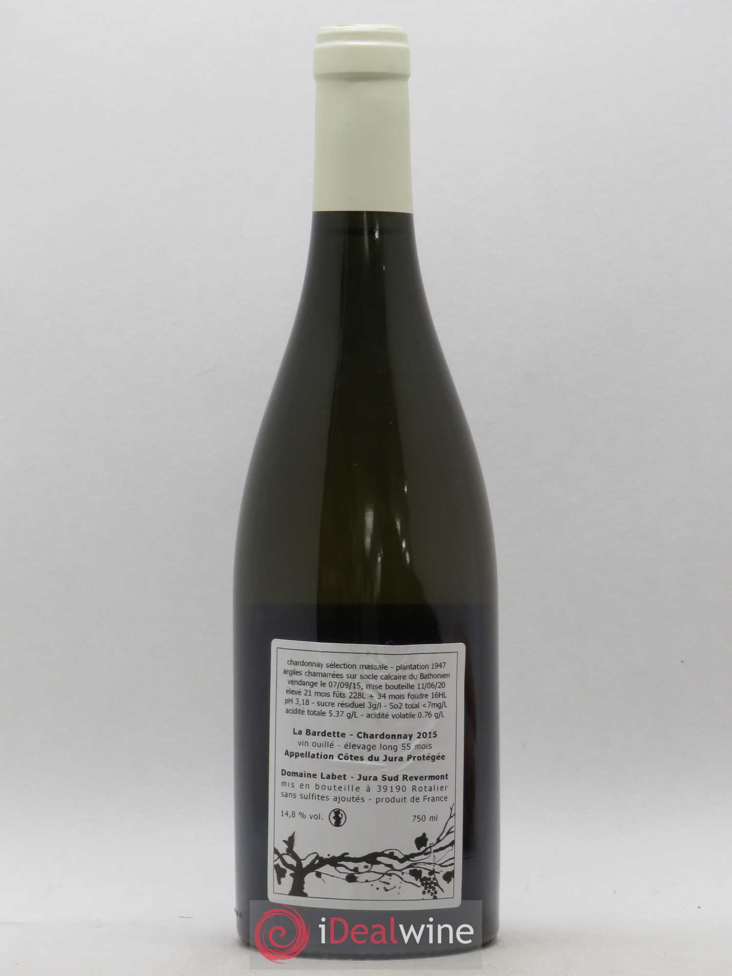 Côtes du Jura Chardonnay La Bardette Romain - Julien  - Charline Labet 2015 - Lot de 1 bouteille - 1