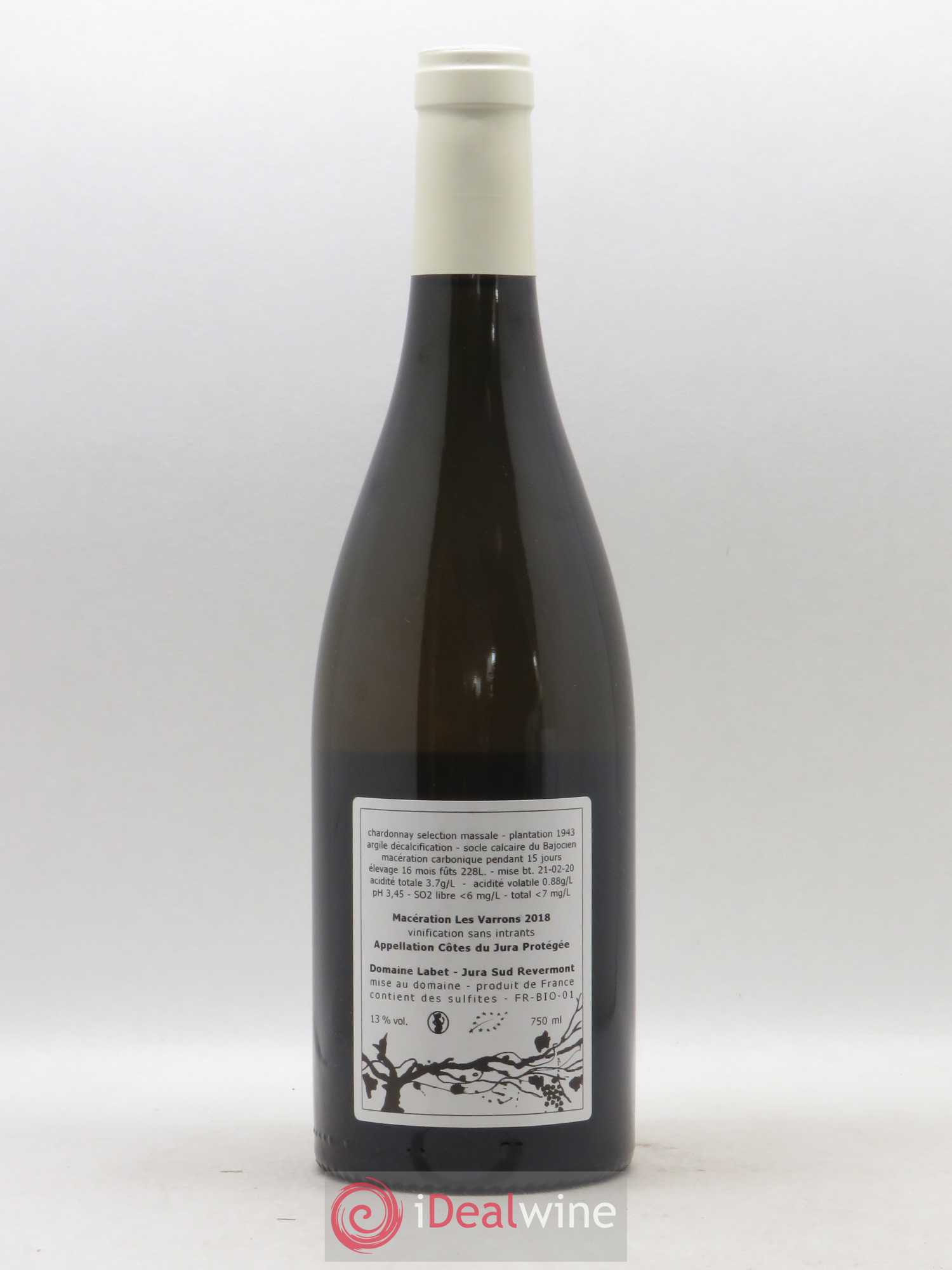 Côtes du Jura Chardonnay de Macération Les Varrons Domaine Labet 2018 - Posten von 1 Flasche - 1