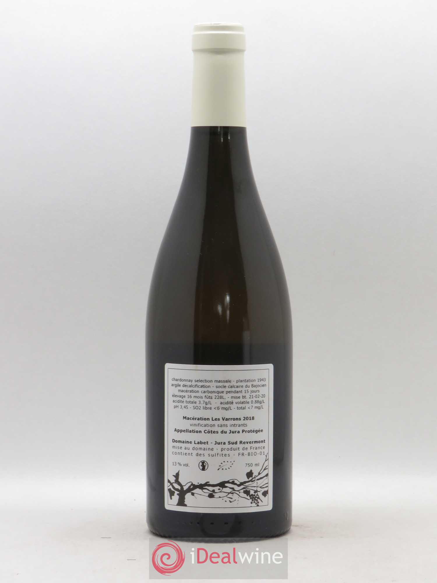Côtes du Jura Chardonnay de Macération Les Varrons Domaine Labet 2018 - Posten von 1 Flasche - 1