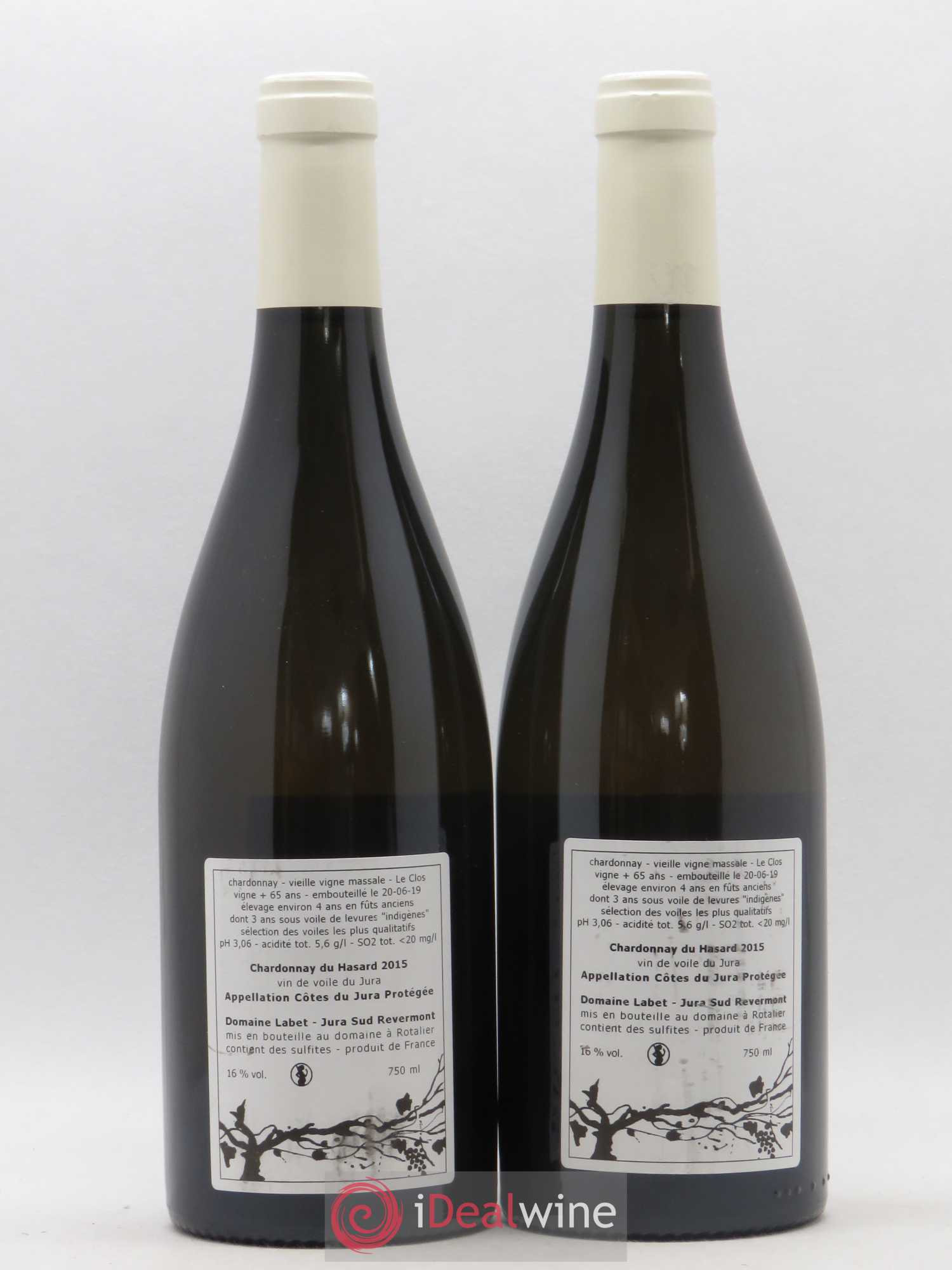 Côtes du Jura Vin de voile Chardonnay du Hasard Romain - Julien - Charline Labet 2015 - Lot de 2 bouteilles - 1