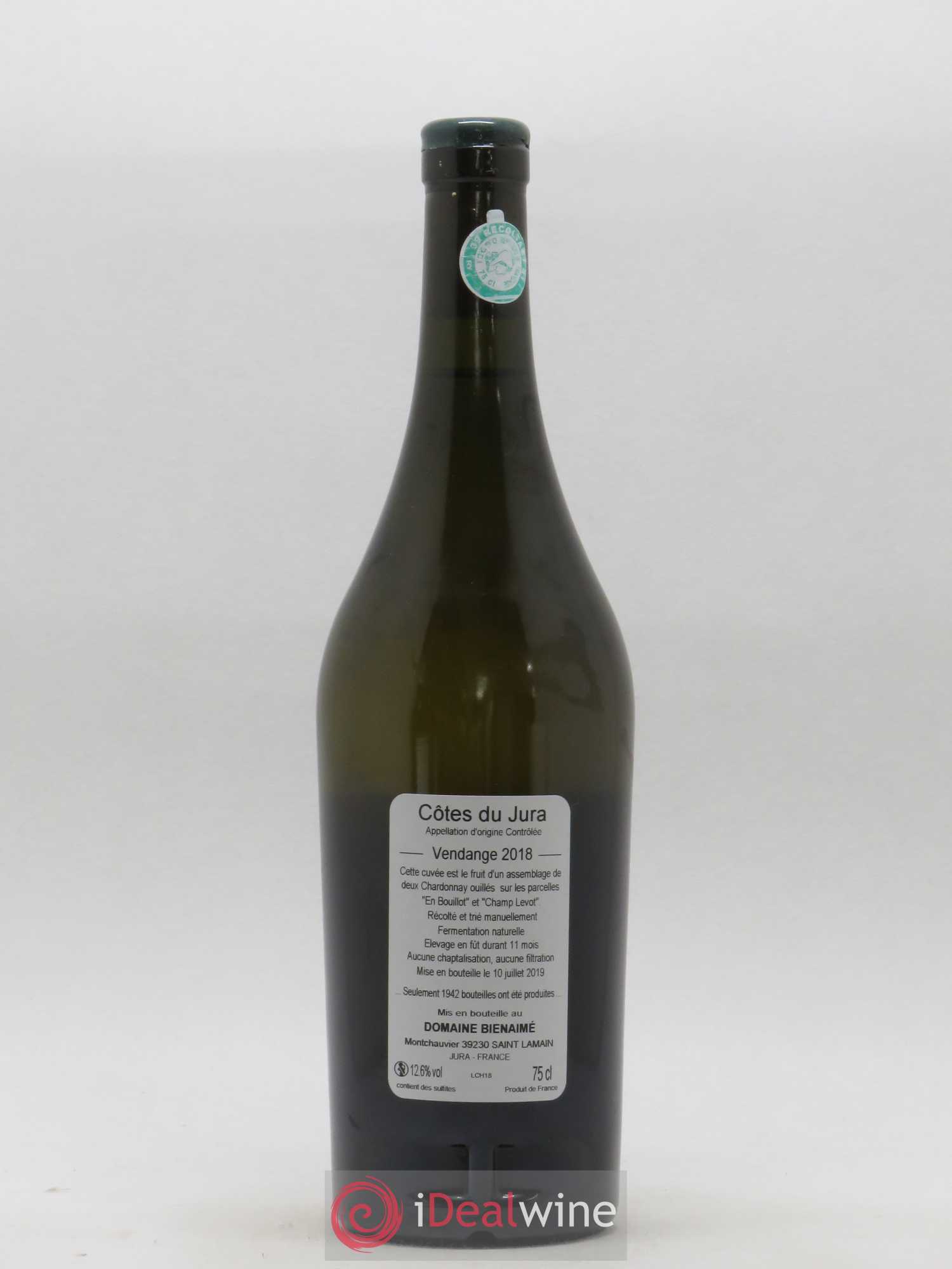Côtes du Jura Chardonnay Bruno Bienaimé 2018 - Lot de 1 bouteille - 1