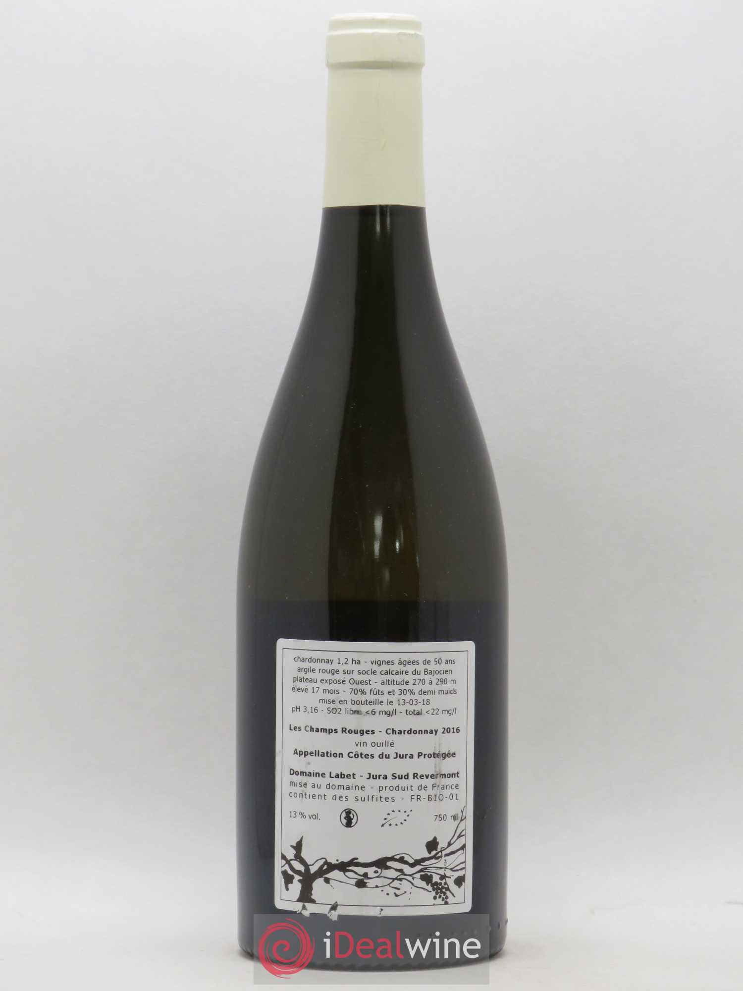 Côtes du Jura Chardonnay Les Champs Rouges Romain - Julien - Charline Labet 2016 - Lot de 1 bouteille - 1