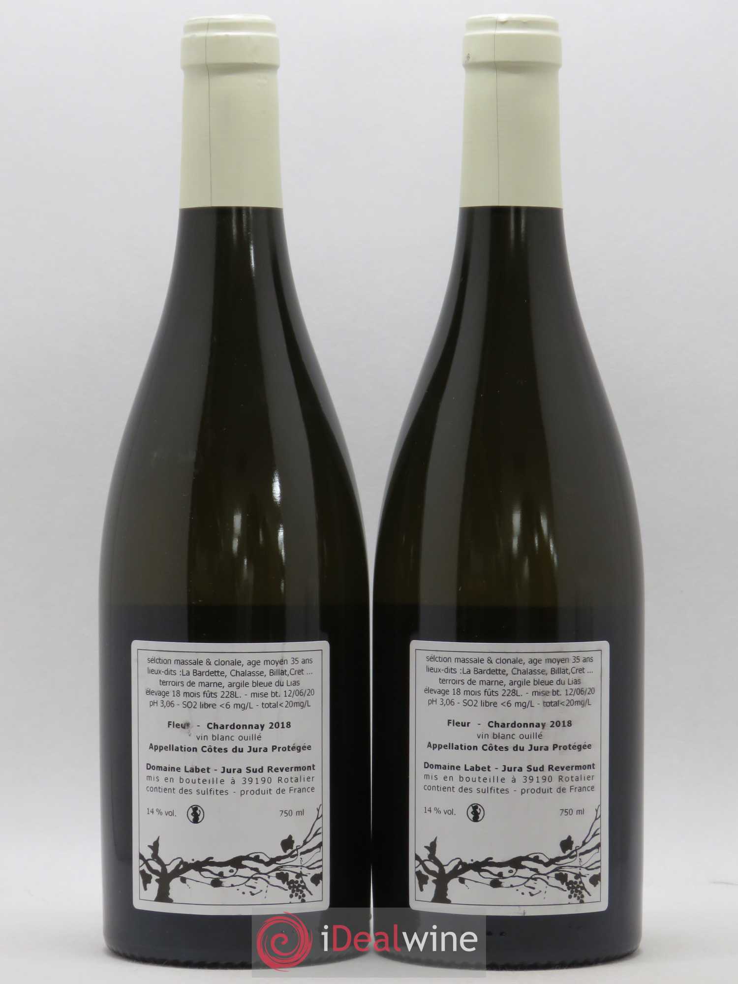 Côtes du Jura Chardonnay Fleur Romain - Julien - Charline Labet 2018 - Lot de 2 bouteilles - 1