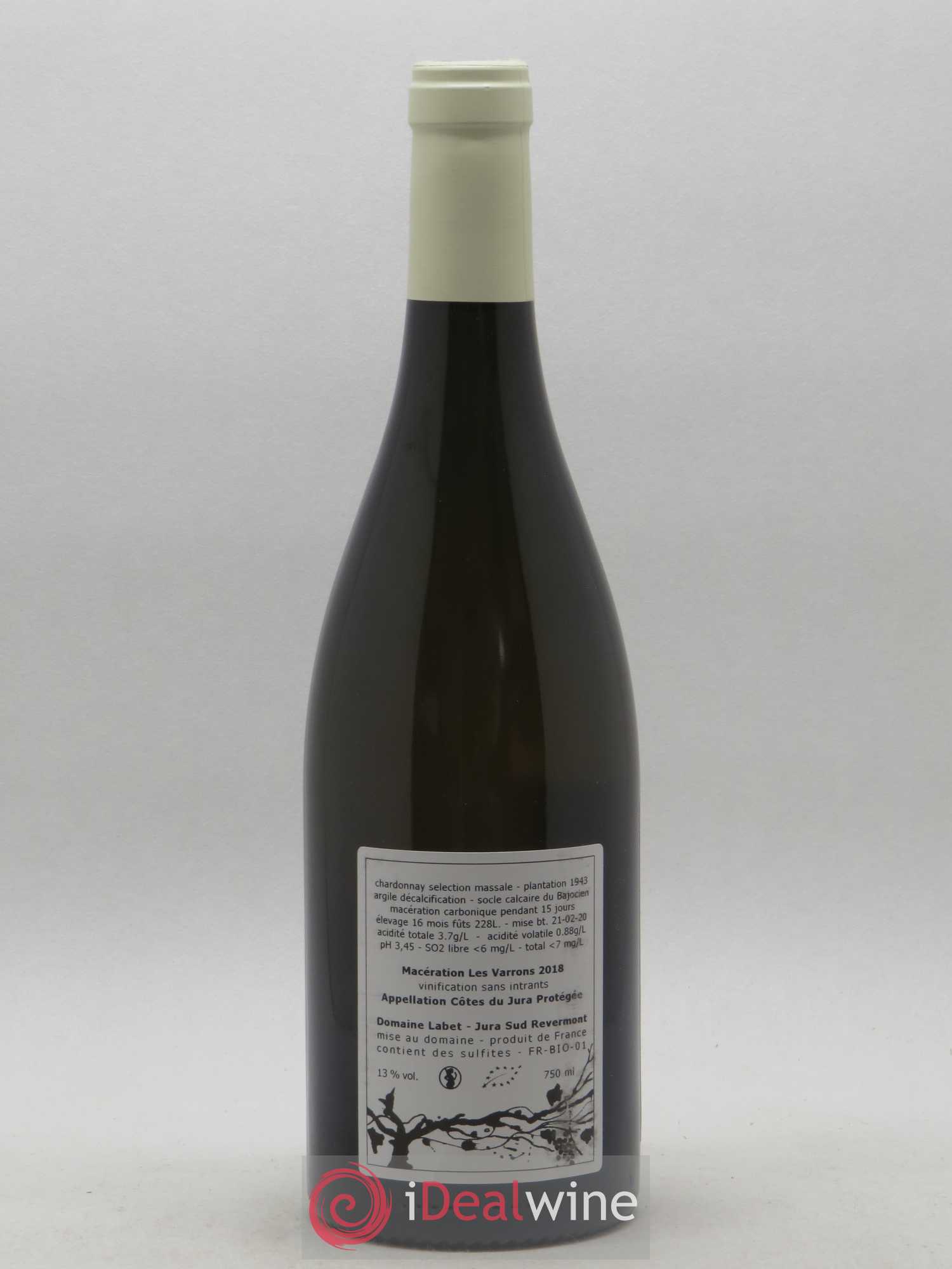 Côtes du Jura Chardonnay Les Varrons Romain - Julien - Charline Labet Macération 2018 - Lot de 1 bouteille - 1