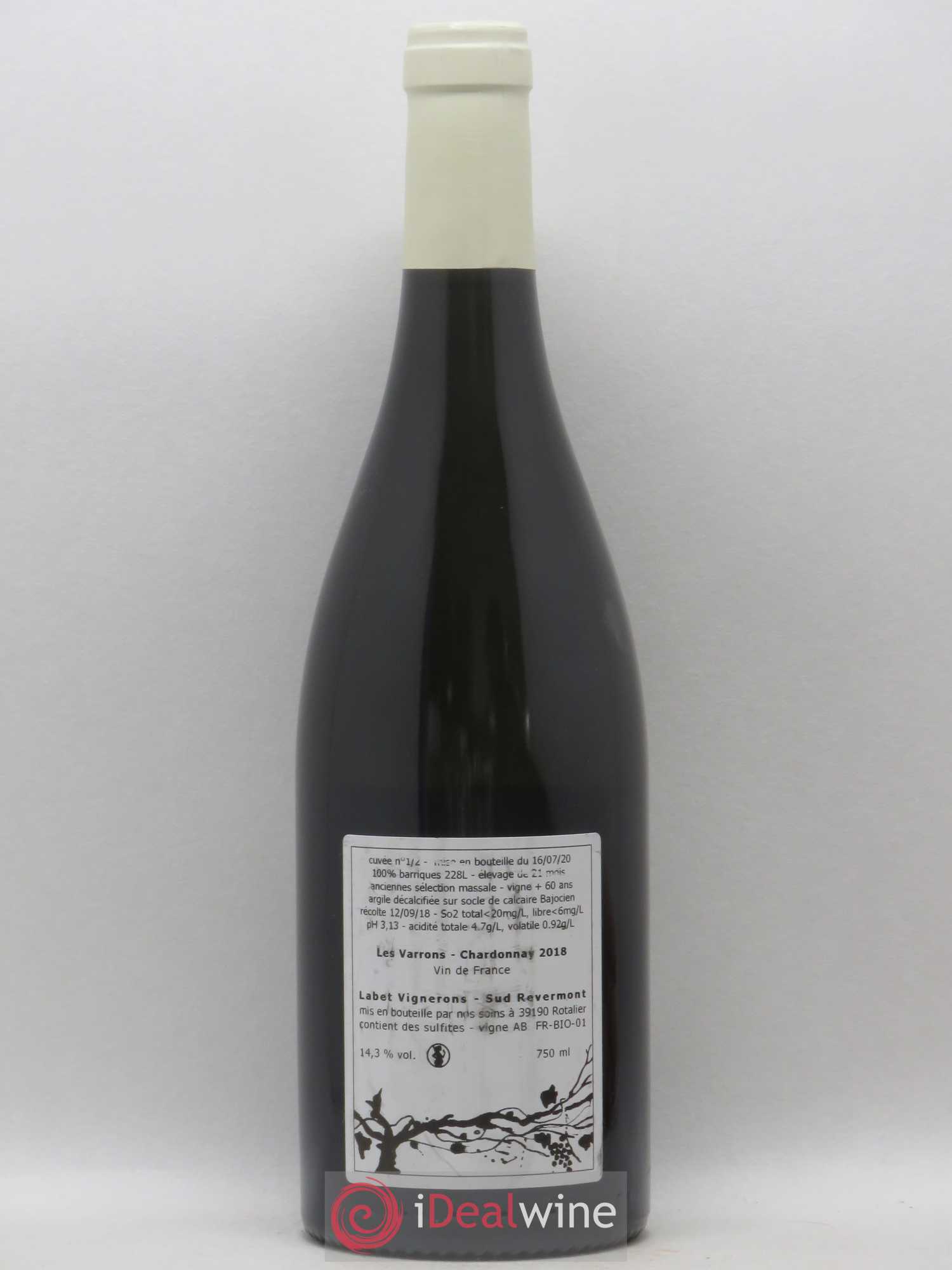 Côtes du Jura Chardonnay Les Varrons Romain - Julien - Charline Labet 2018 - Lot de 1 bouteille - 1