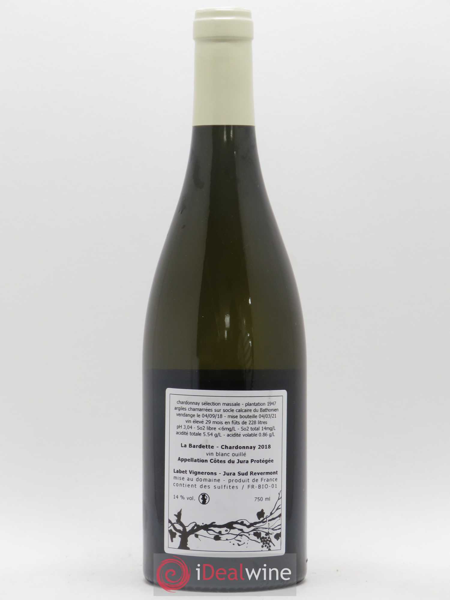 Côtes du Jura Chardonnay La Bardette Romain - Julien - Charline Labet 2018 - Lot de 1 bouteille - 1