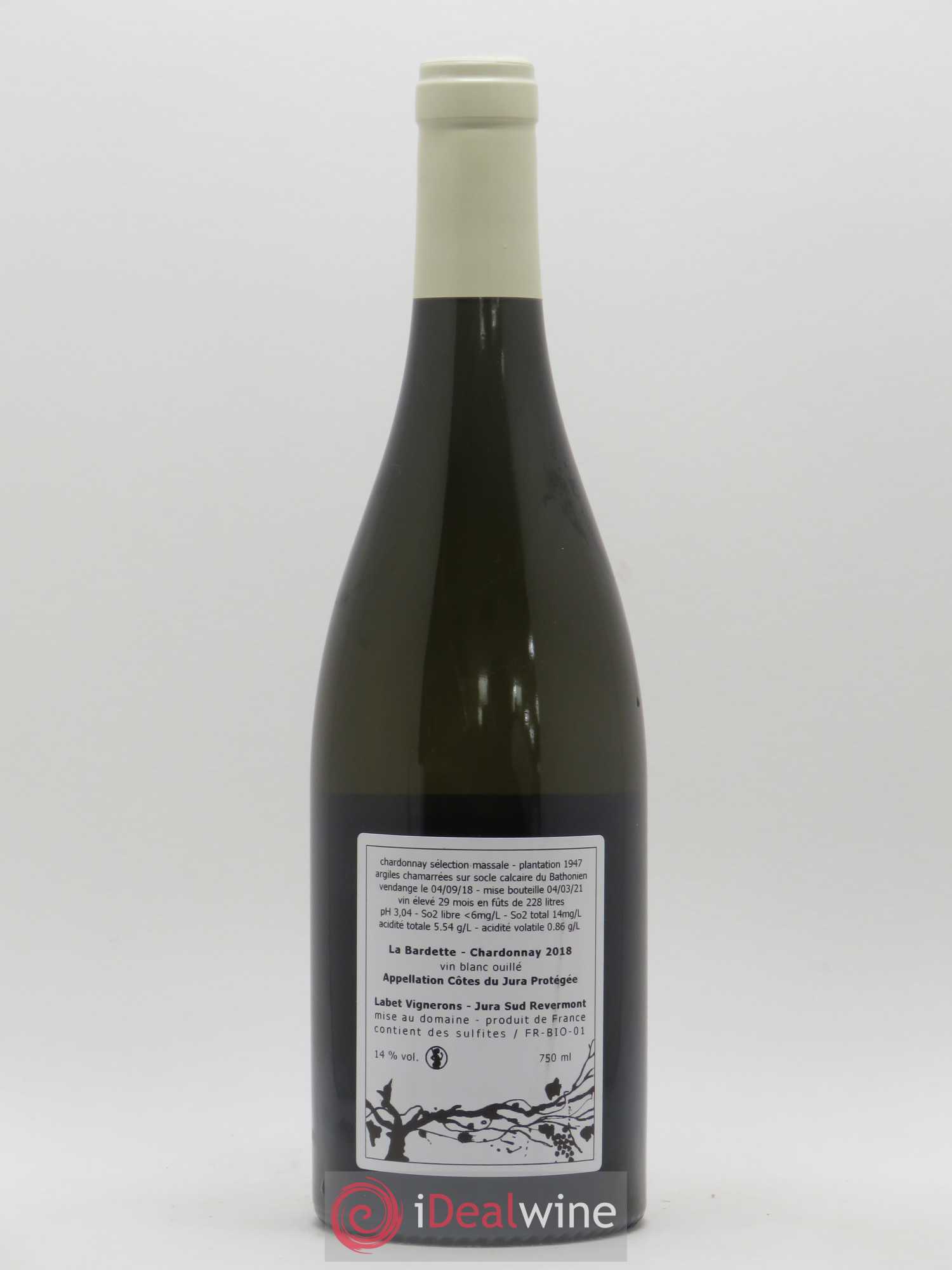 Côtes du Jura Chardonnay La Bardette Romain - Julien - Charline Labet 2018 - Lot de 1 bouteille - 1