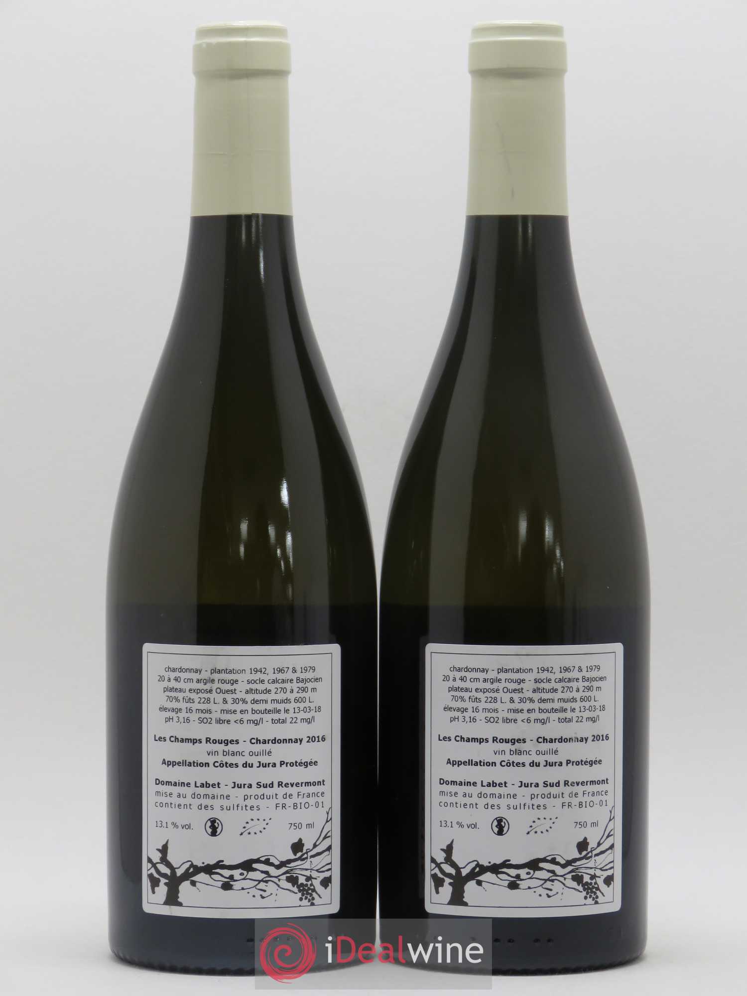 Côtes du Jura Chardonnay Les Champs Rouges Romain - Julien - Charline Labet 2016 - Posten von 2 Flaschen - 1