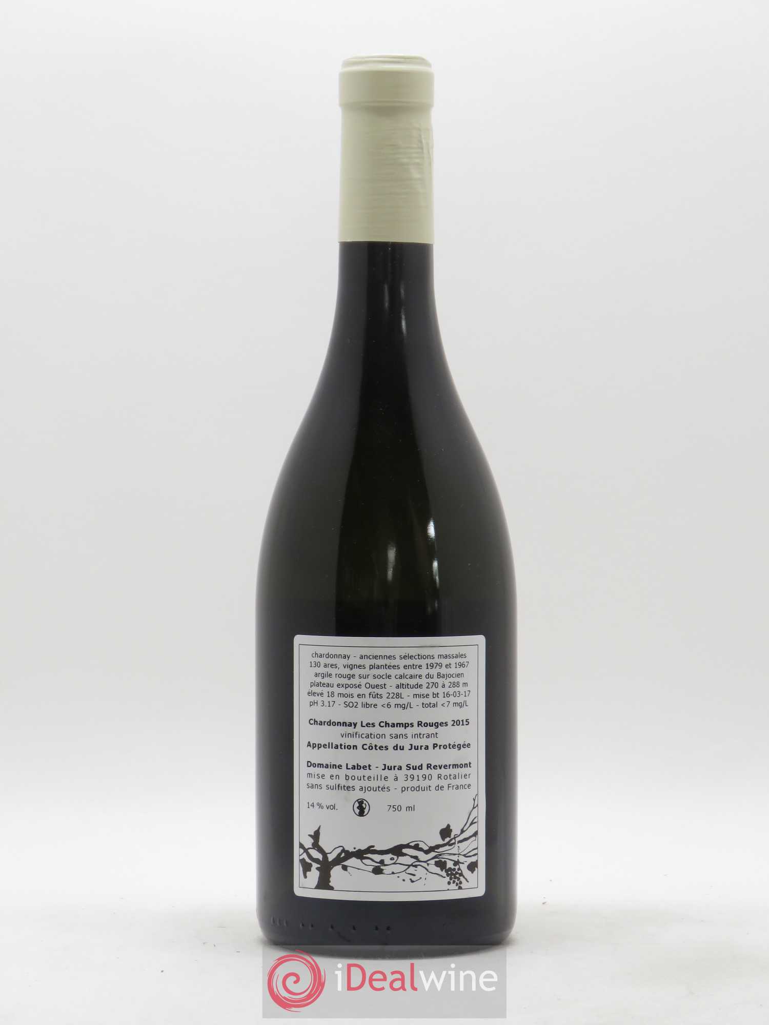 Côtes du Jura Chardonnay Les Champs Rouges Romain - Julien - Charline Labet 2015 - Lot de 1 bouteille - 1