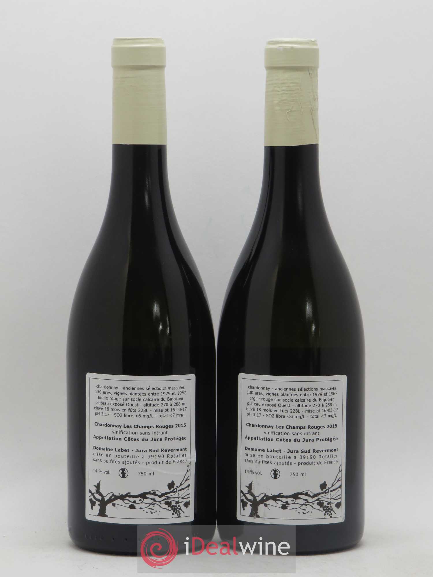 Côtes du Jura Chardonnay Les Champs Rouges Romain - Julien - Charline Labet 2015 - Posten von 2 Flaschen - 1