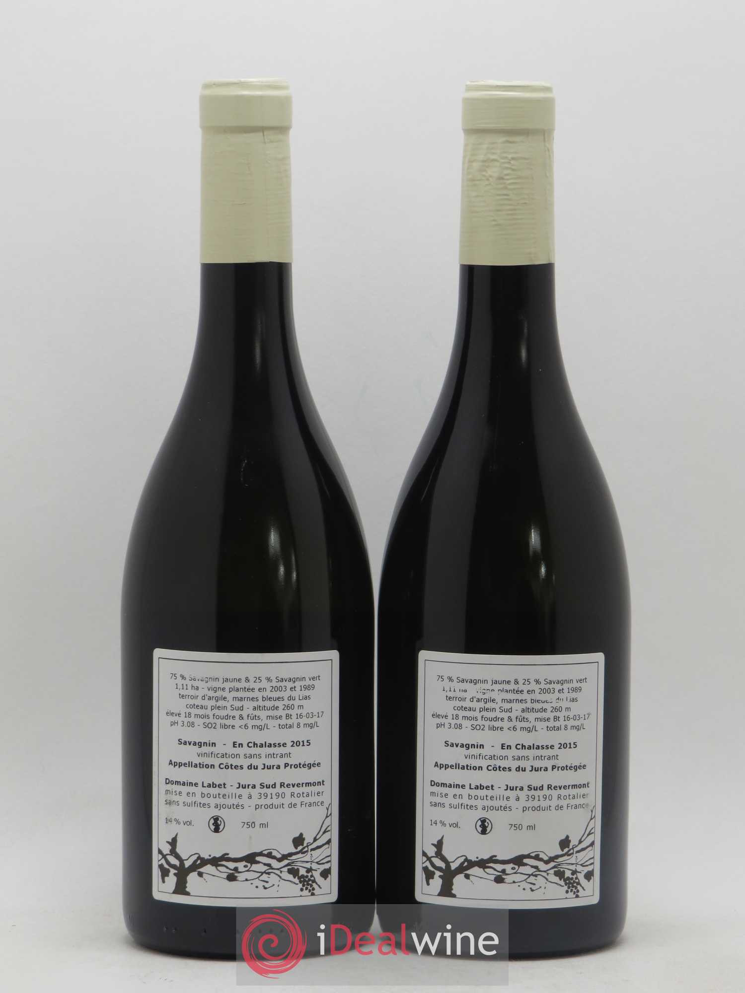 Côtes du Jura Fleur de Savagnin En Chalasse Romain - Julien - Charline Labet 2015 - Lot de 2 bouteilles - 1