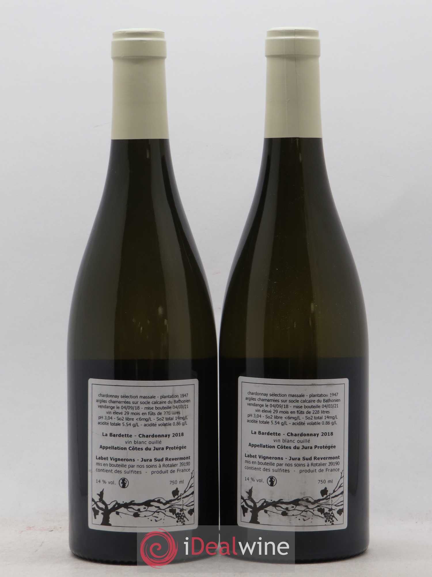 Côtes du Jura Chardonnay La Bardette Romain - Julien - Charline Labet 2018 - Lot de 2 bouteilles - 1