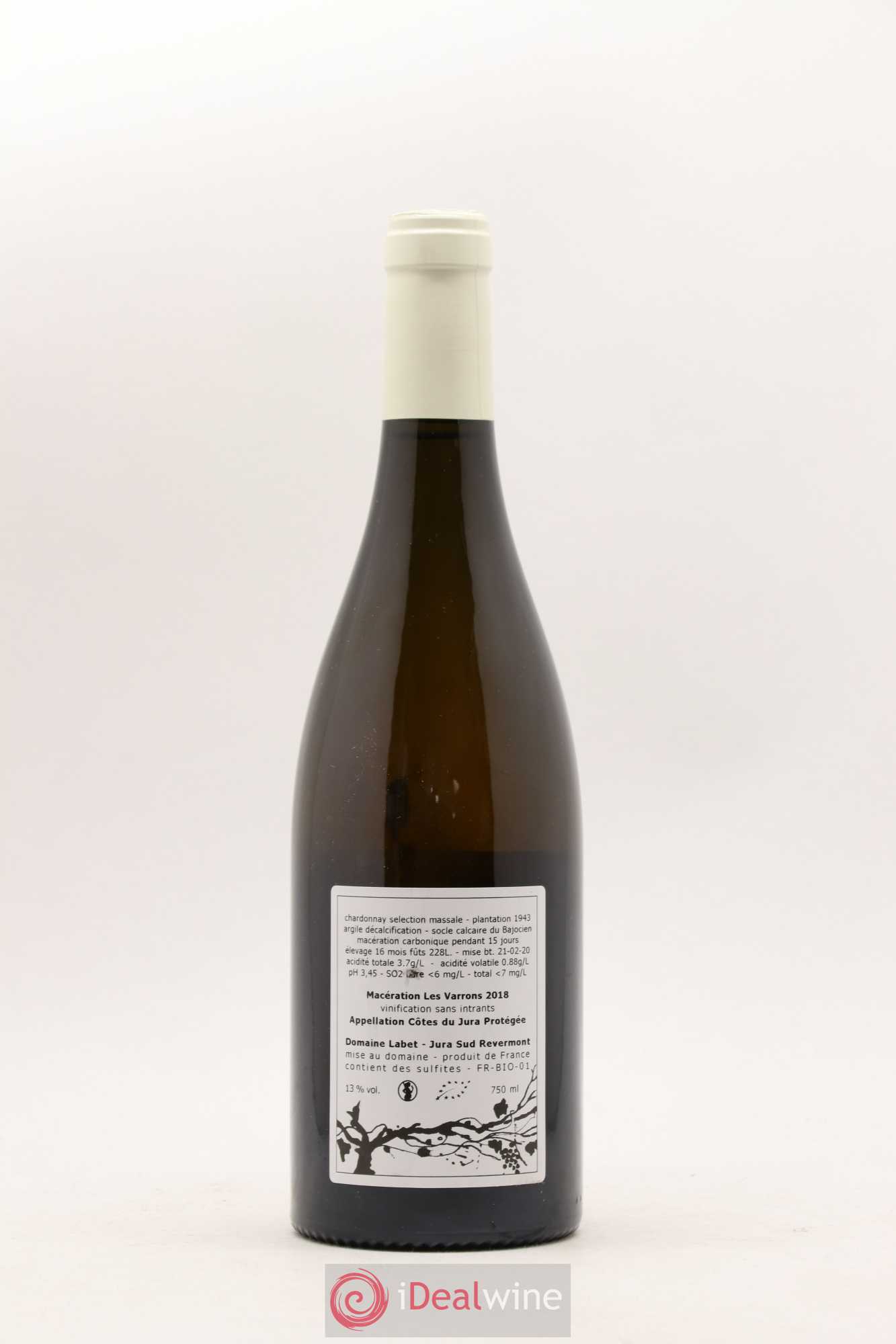 Côtes du Jura Chardonnay Les Varrons Macération Romain - Julien - Charline Labet 2018 - Lot de 1 bouteille - 1