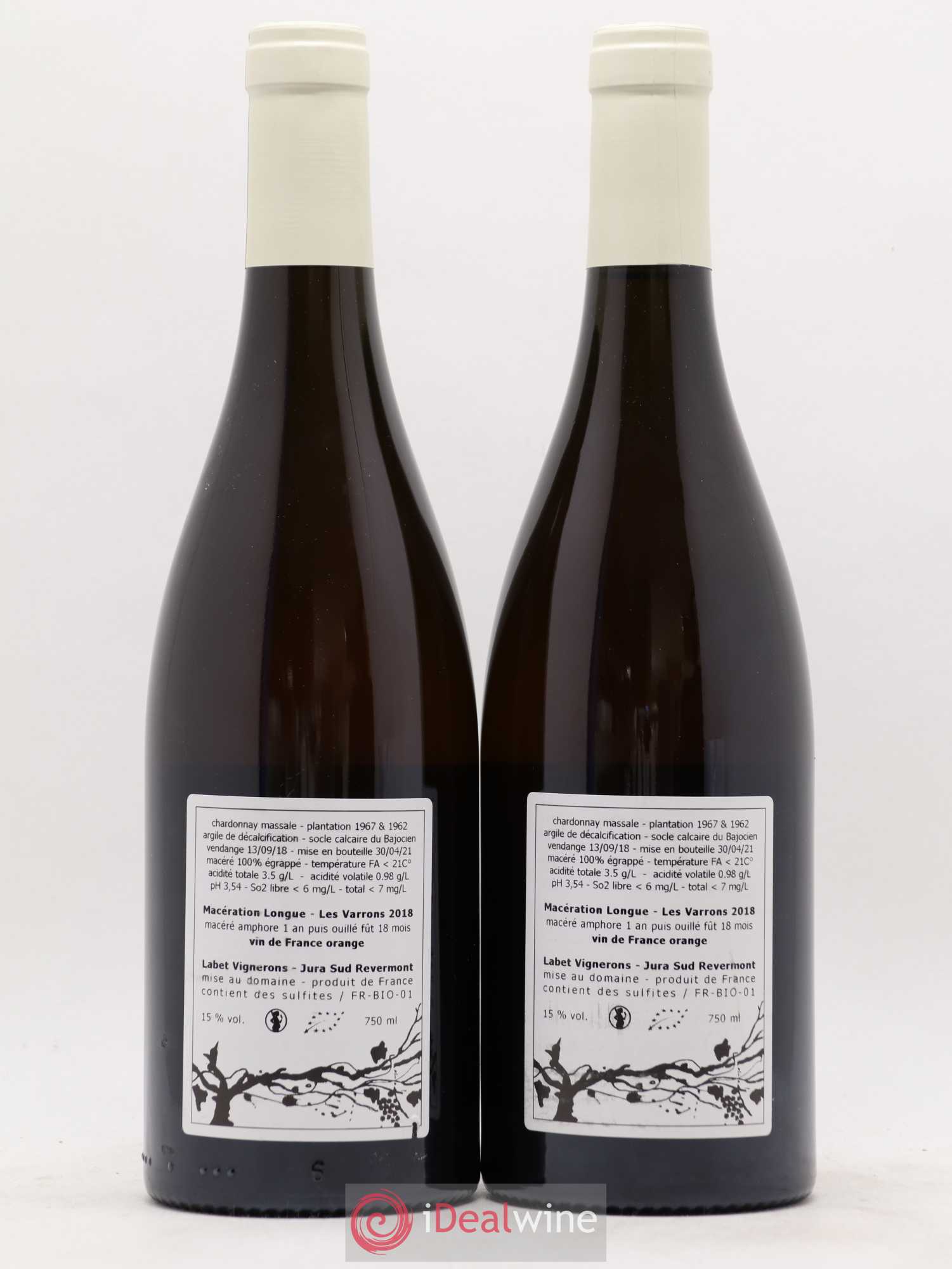 Côtes du Jura Chardonnay Les Varrons Macération Romain - Julien - Charline Labet 2018 - Lot de 2 bouteilles - 1