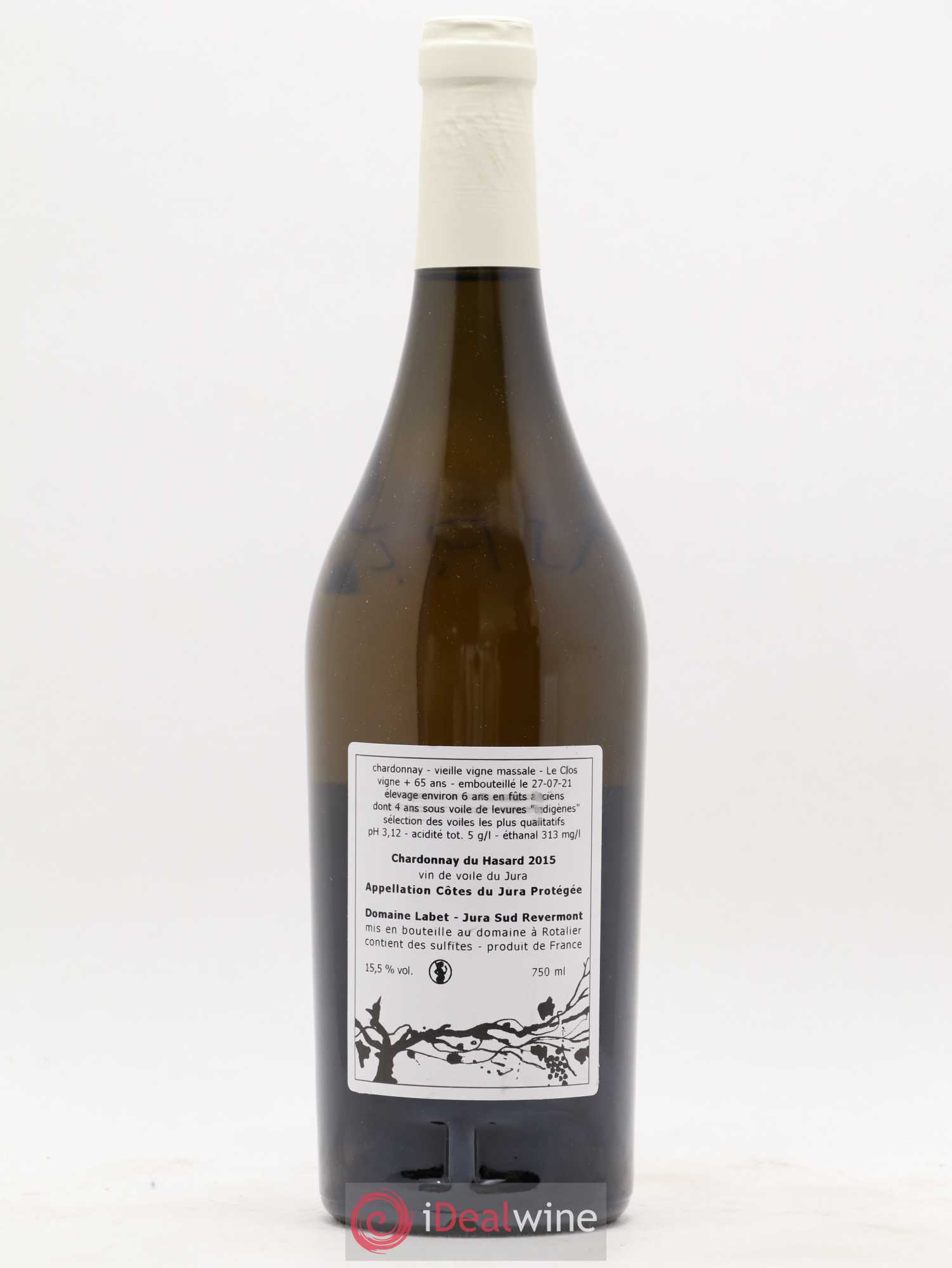 Côtes du Jura Vin de voile Chardonnay du Hasard Romain - Julien - Charline Labet 2015 - Lot de 1 bouteille - 1