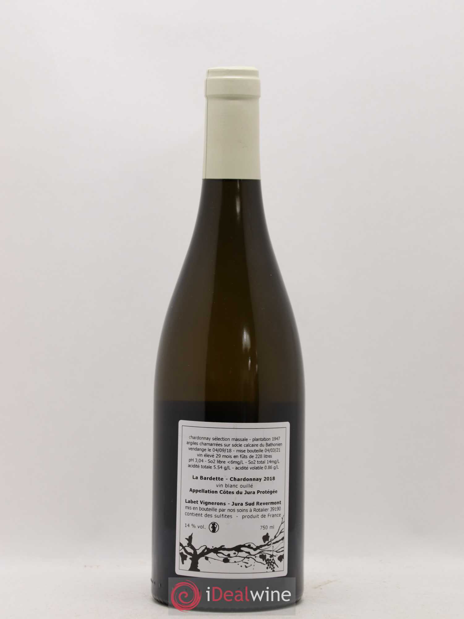 Côtes du Jura Chardonnay La Bardette Romain - Julien - Charline Labet 2018 - Lot de 1 bouteille - 1