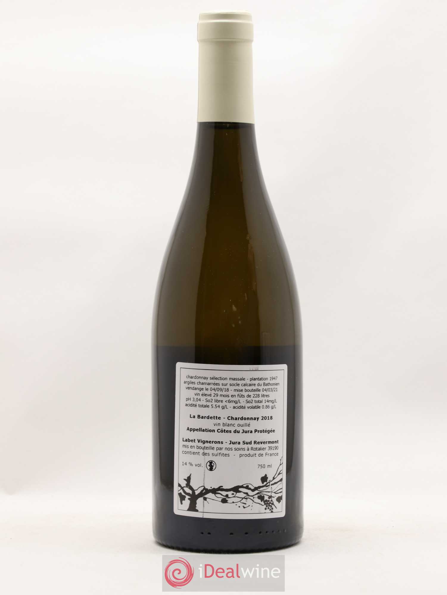 Côtes du Jura Chardonnay La Bardette Romain - Julien - Charline Labet 2018 - Lot de 1 bouteille - 1