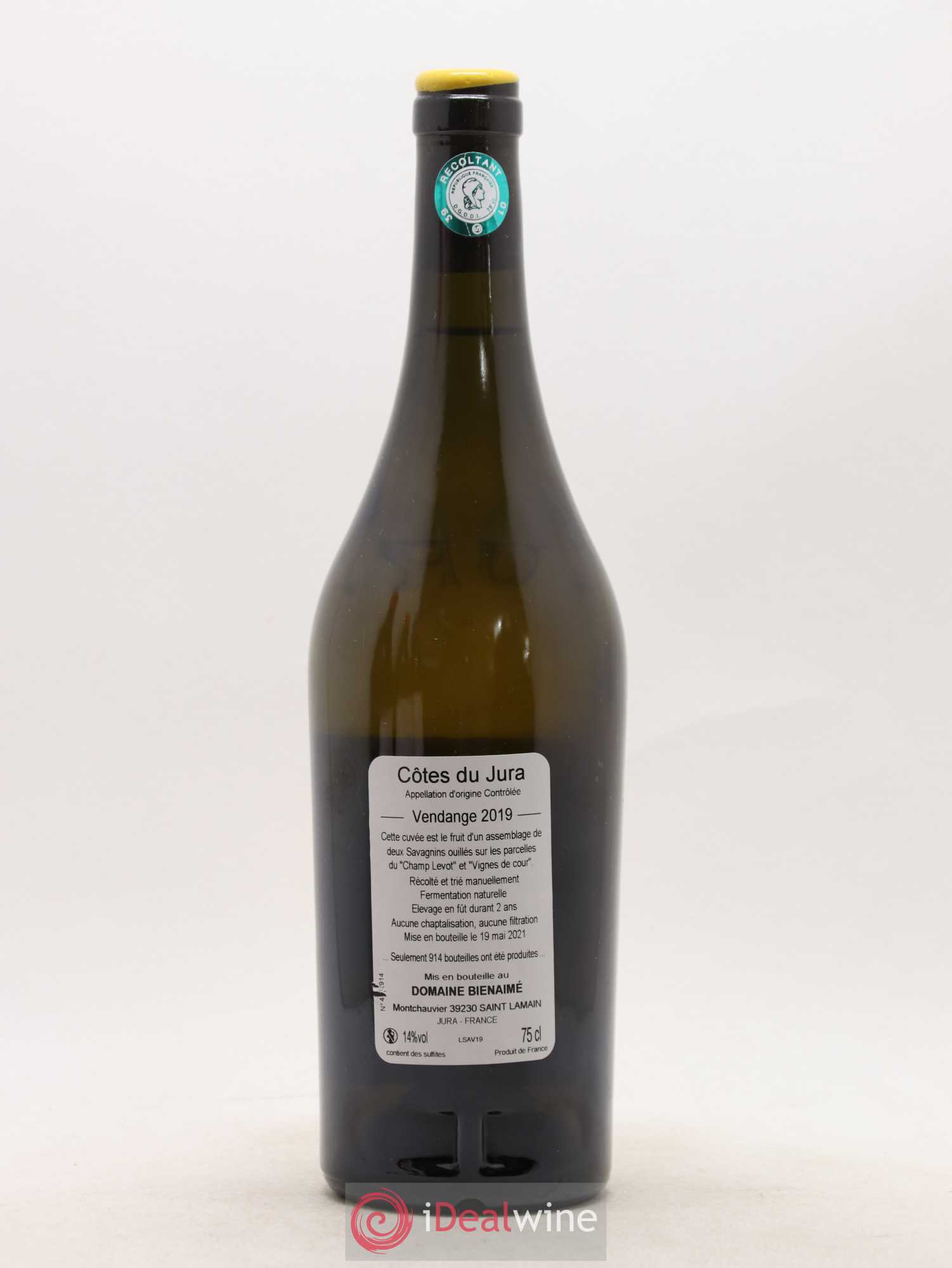 Côtes du Jura Savagnin Bruno Bienaimé 2019 - Lot de 1 bouteille - 1