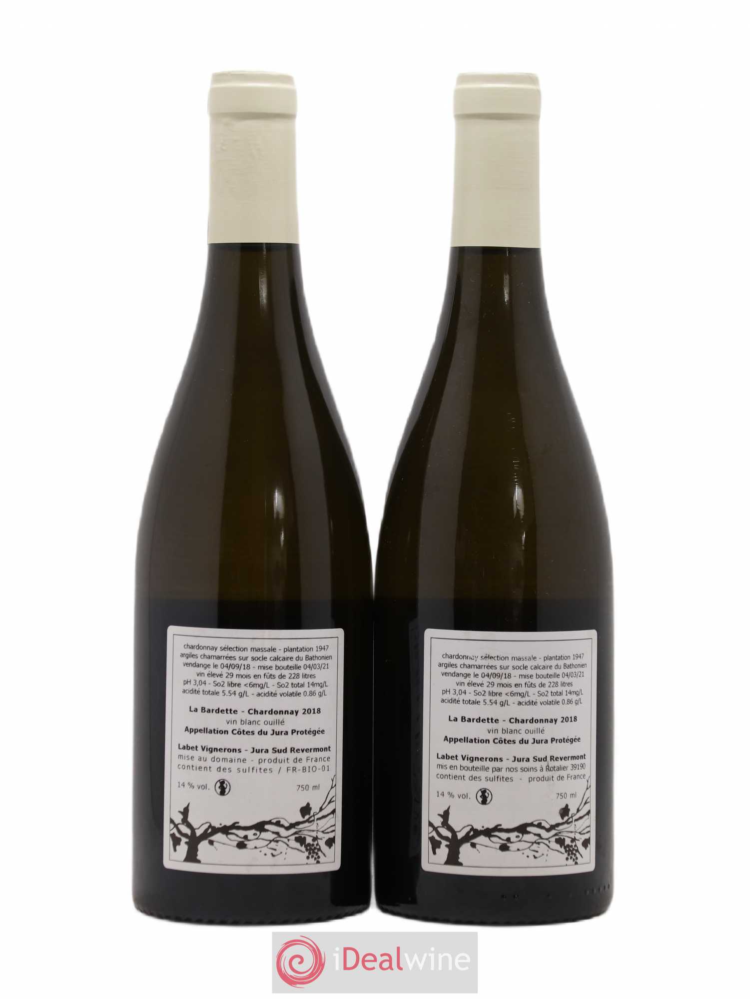 Côtes du Jura Chardonnay La Bardette Romain - Julien - Charline Labet 2018 - Lot de 2 bouteilles - 1