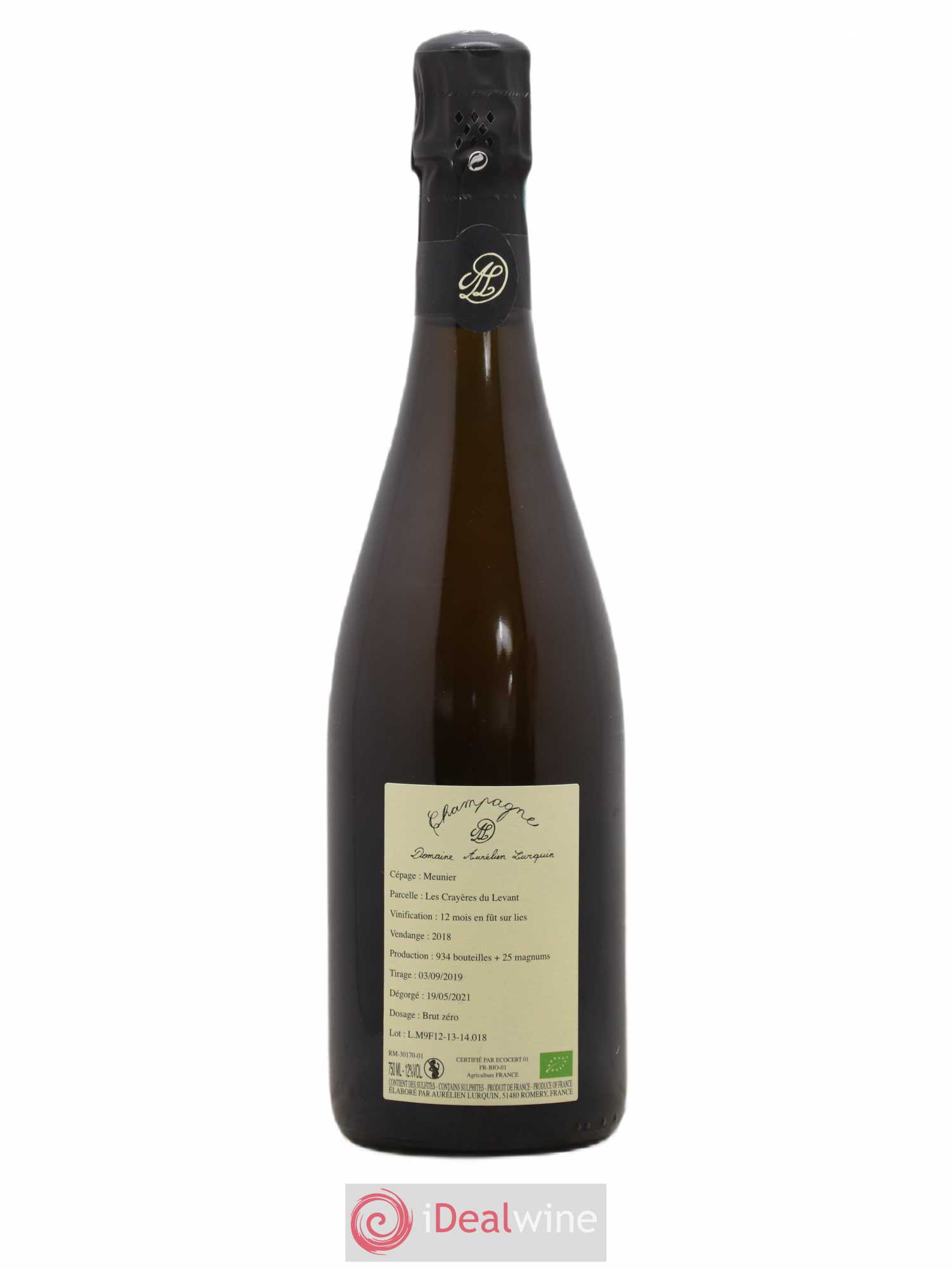 Meunier Les Crayères du Levant Aurélien Lurquin 2018 - Lot de 1 bouteille - 1