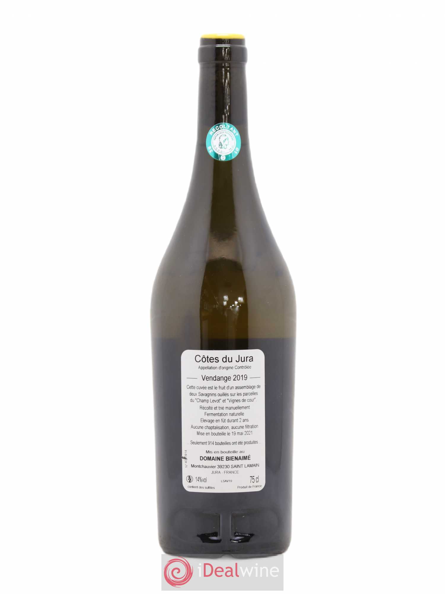 Côtes du Jura Savagnin Bruno Bienaimé 2019 - Lot de 1 bouteille - 1