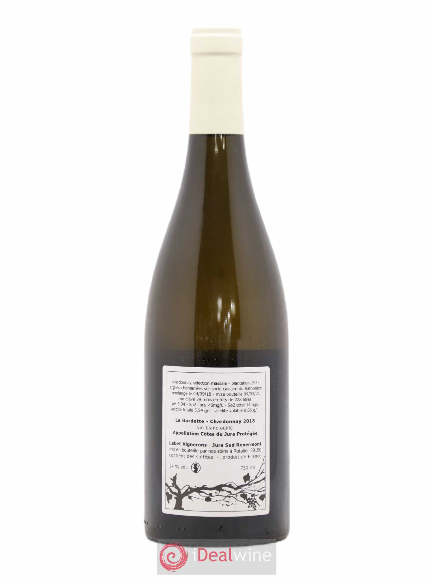 Côtes du Jura Chardonnay La Bardette Romain - Julien - Charline Labet 2018 - Lot de 1 bouteille - 1