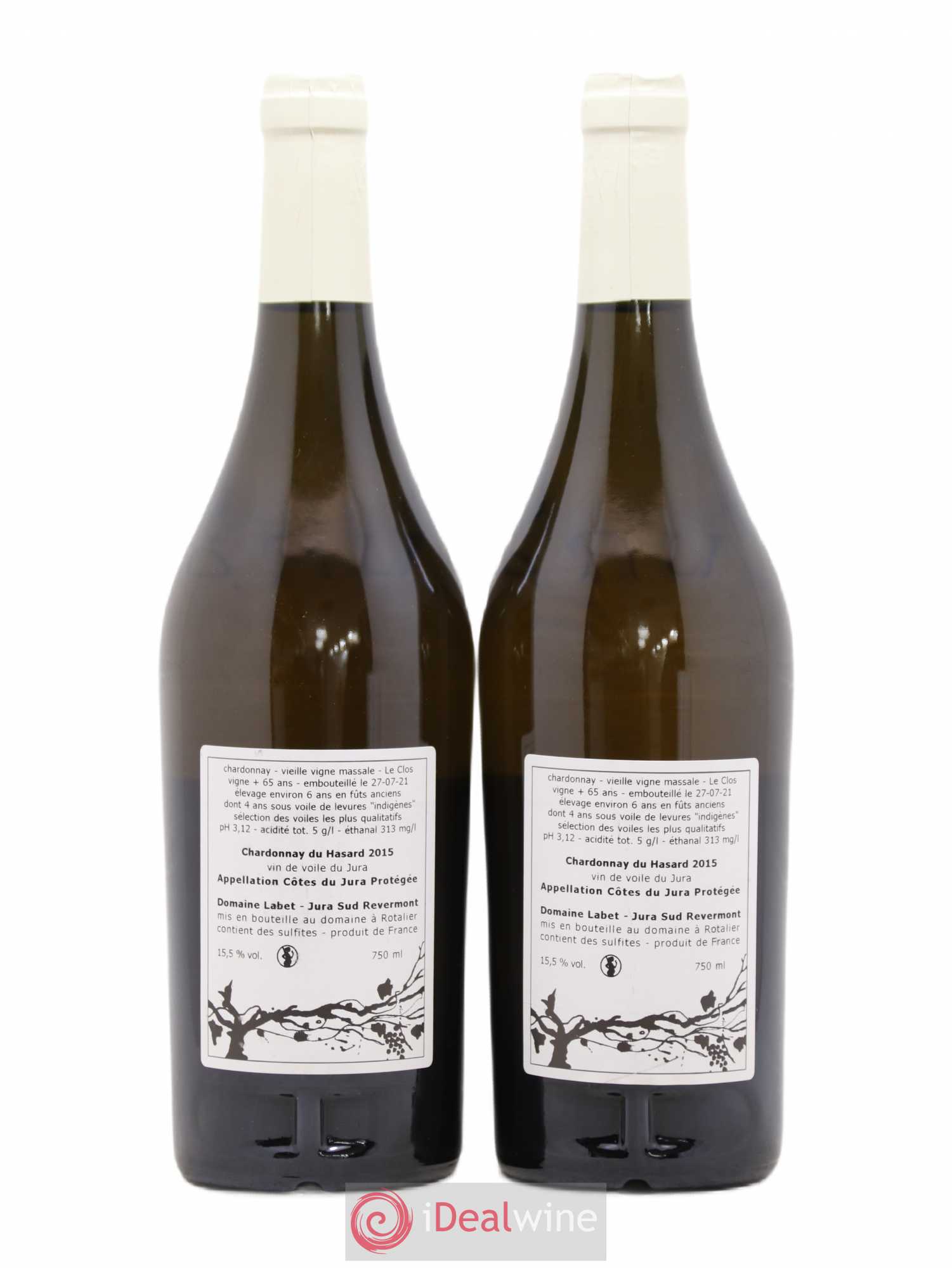 Côtes du Jura Vin de voile Chardonnay du Hasard Romain - Julien - Charline Labet 2015 - Lot de 2 bouteilles - 1