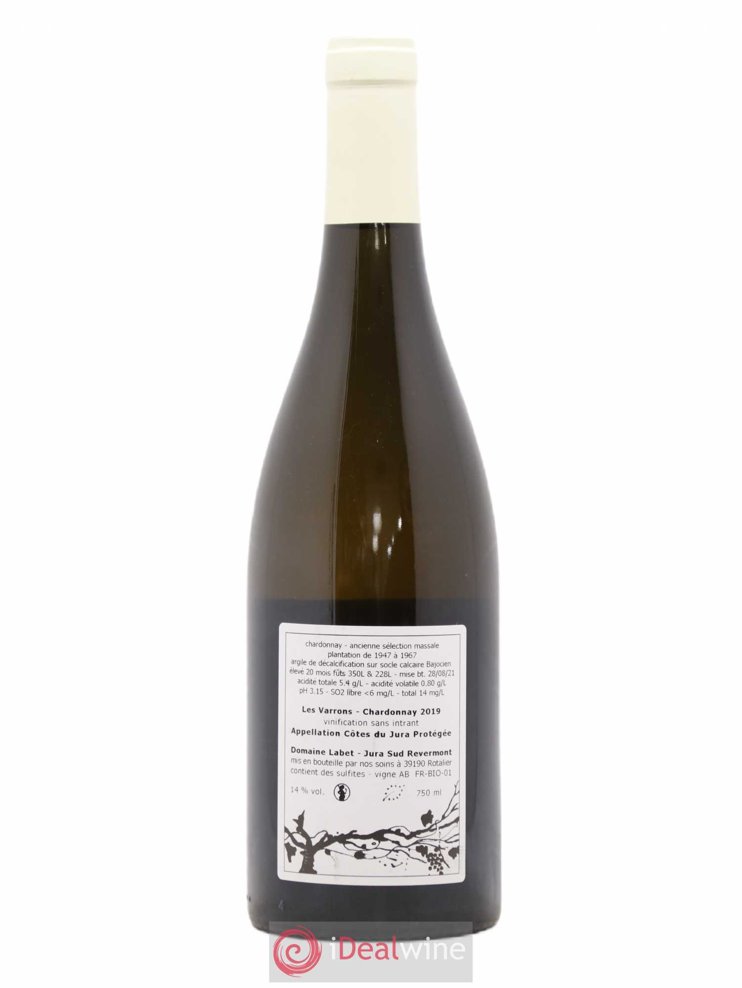 Côtes du Jura Chardonnay Les Varrons Romain - Julien - Charline Labet 2019 - Lot de 1 bouteille - 1