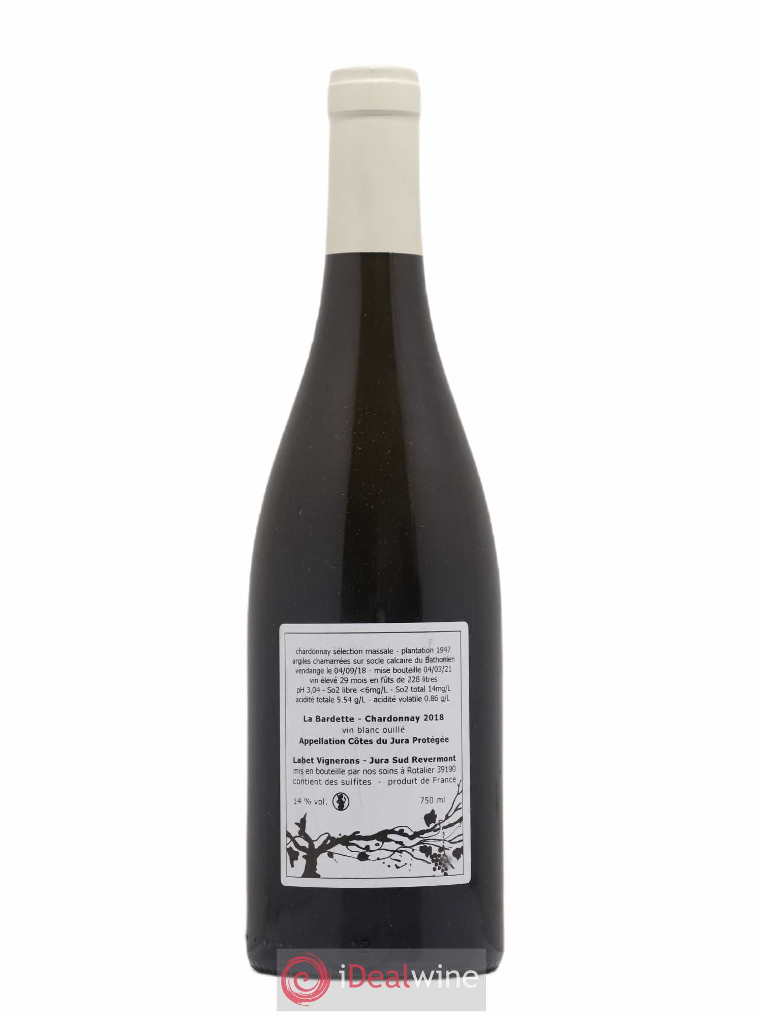 Côtes du Jura Chardonnay La Bardette Romain - Julien  - Charline Labet 2018 - Lot de 1 bouteille - 1