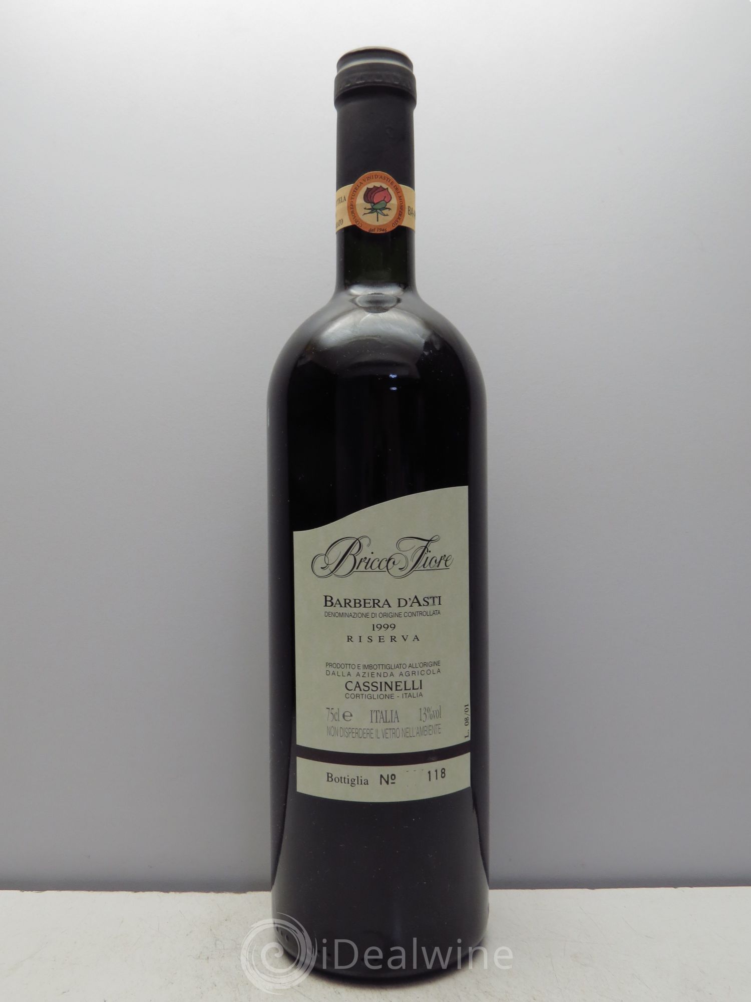 Italie Barbera d'Asti Bricco Fiore Riserva Cassinelli 1999 - Lot de 6 bouteilles - 0