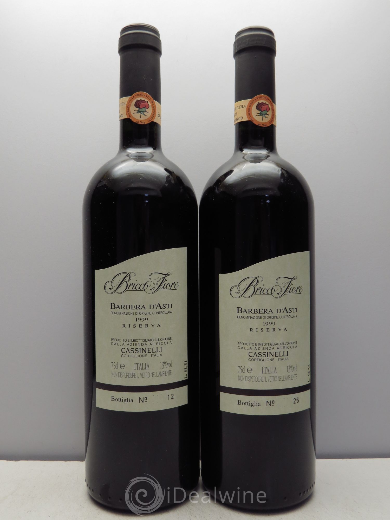 Italie Barbera d'Asti Bricco Fiore Riserva Cassinelli 1999 - Lot de 2 bouteilles - 0