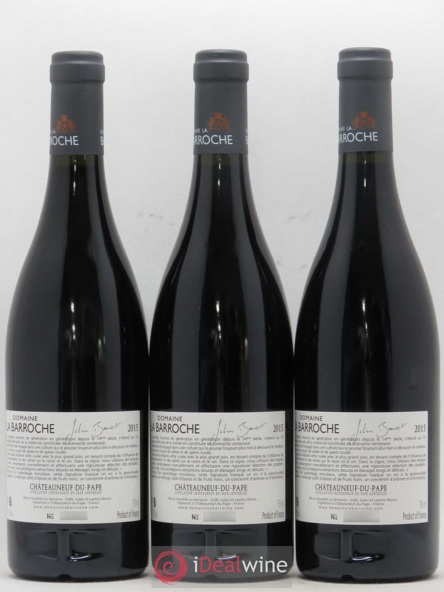 Châteauneuf-du-Pape La Barroche 2015 - Lot de 3 bouteilles - 1