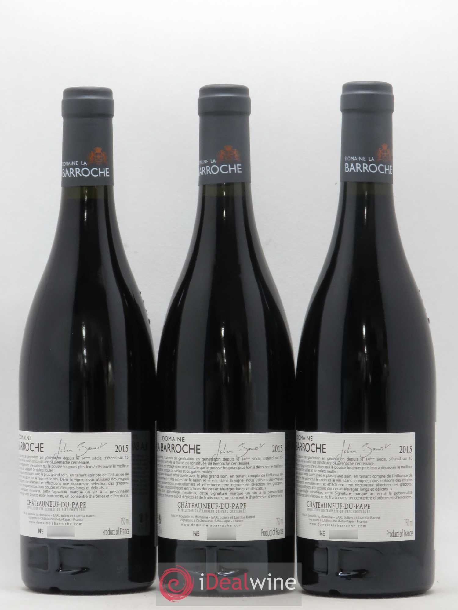 Châteauneuf-du-Pape La Barroche 2015 - Lot de 3 bouteilles - 1