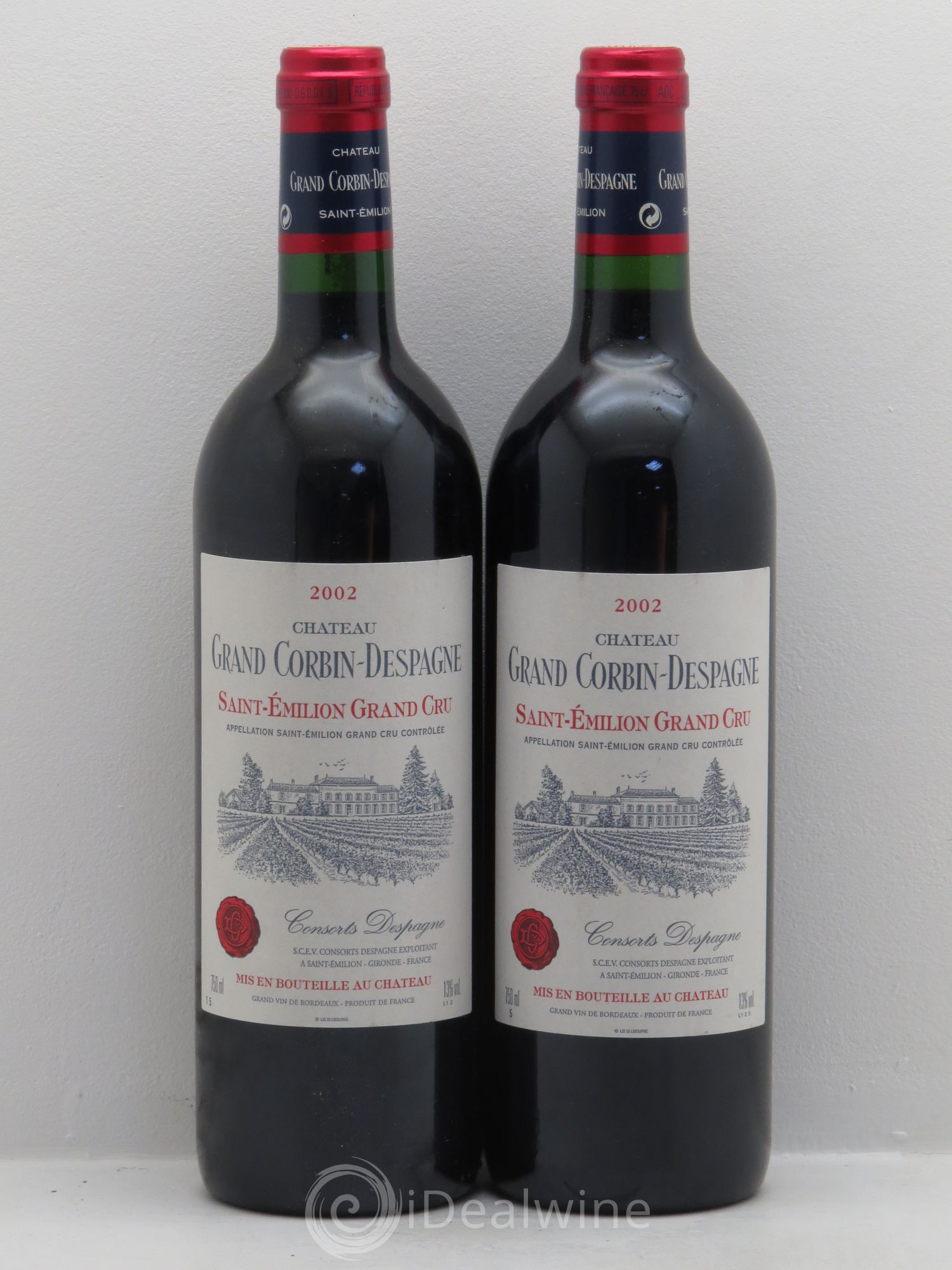 Château Grand Corbin Despagne Grand Cru Classé 2002 - Lot de 2 bouteilles - 0