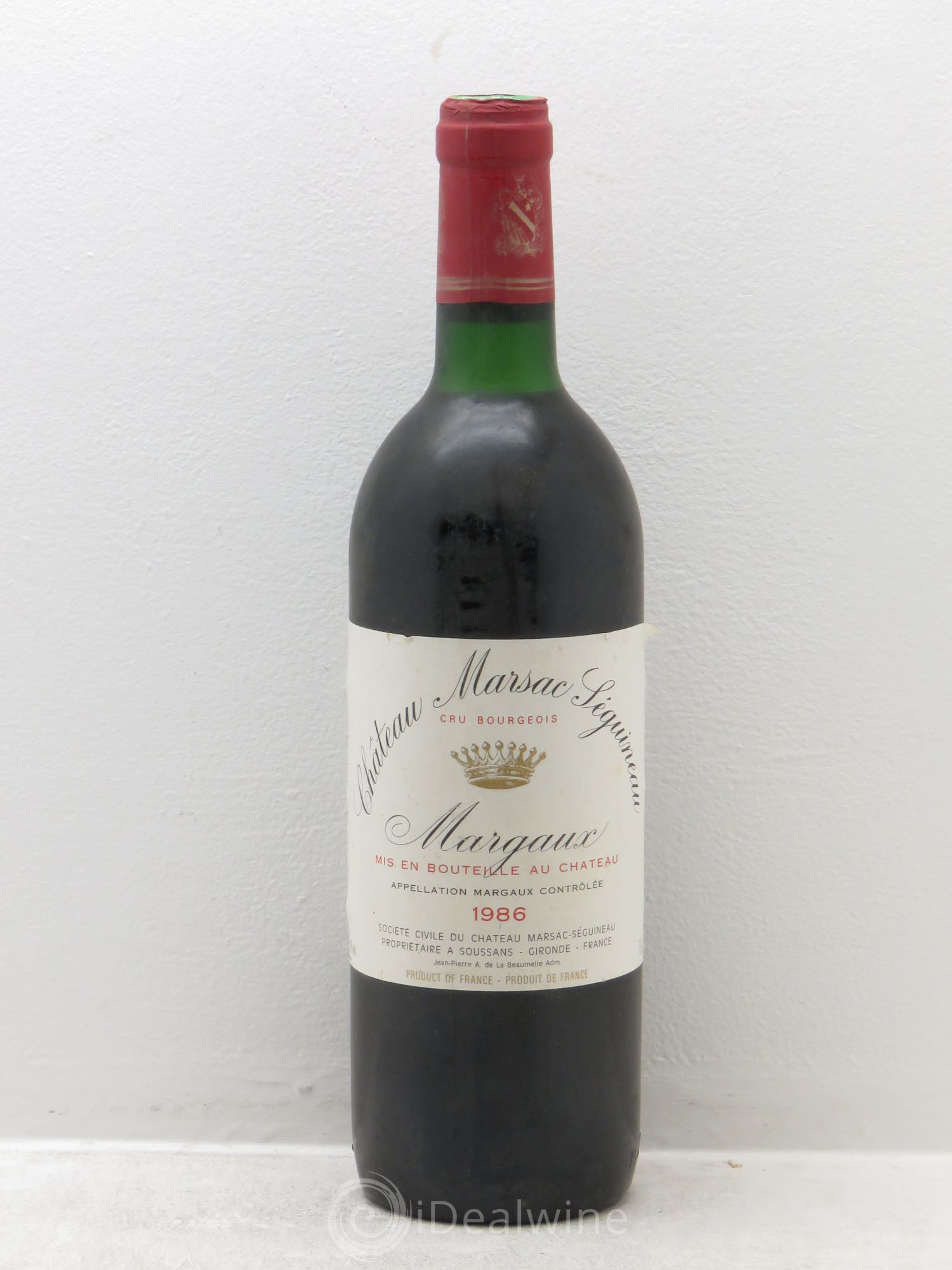 Château Marsac Séguineau Cru Bourgeois 1986 - Lot de 1 bouteille - 0